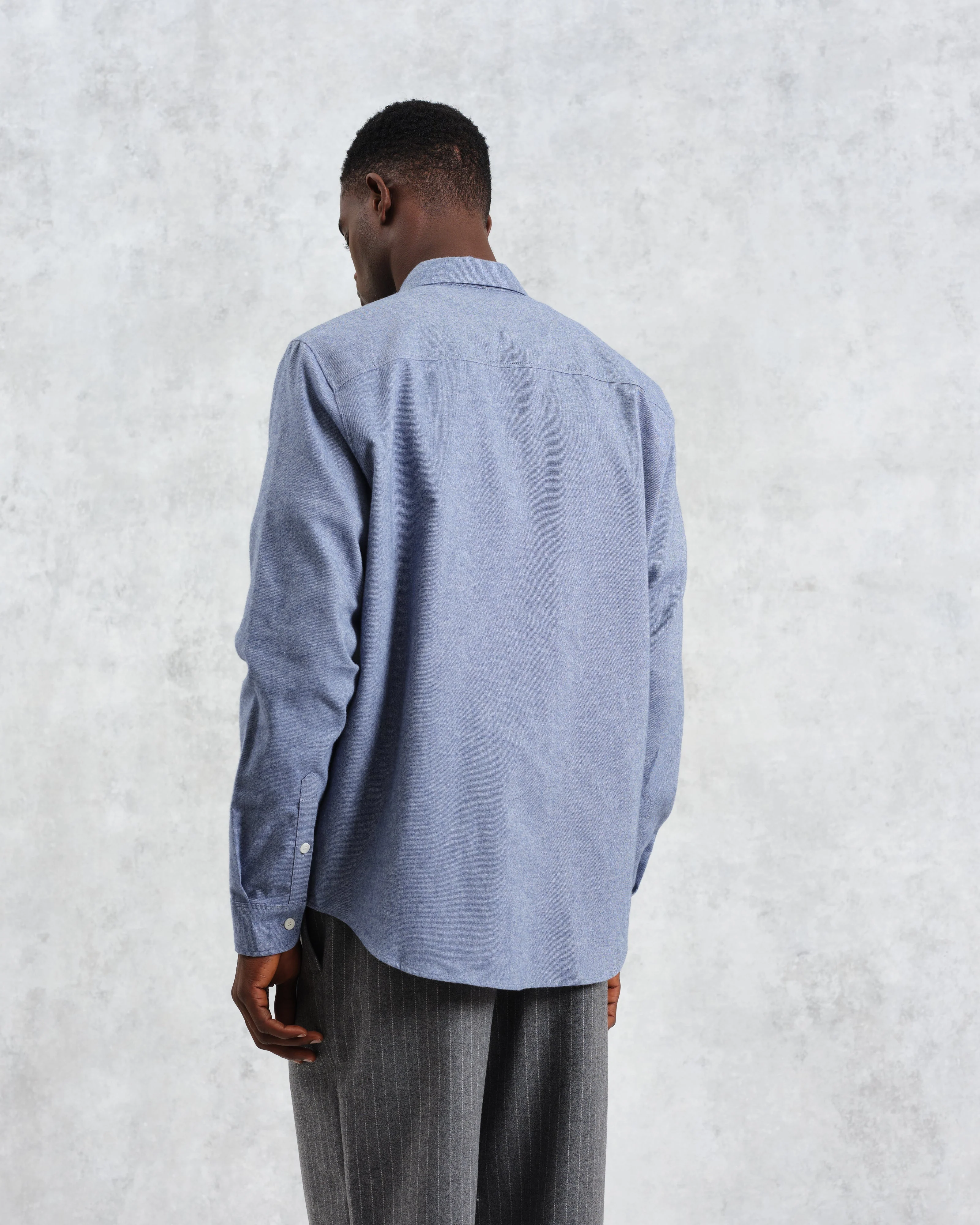 Shelly - Blue Plain Flannel Shirt - Image 7