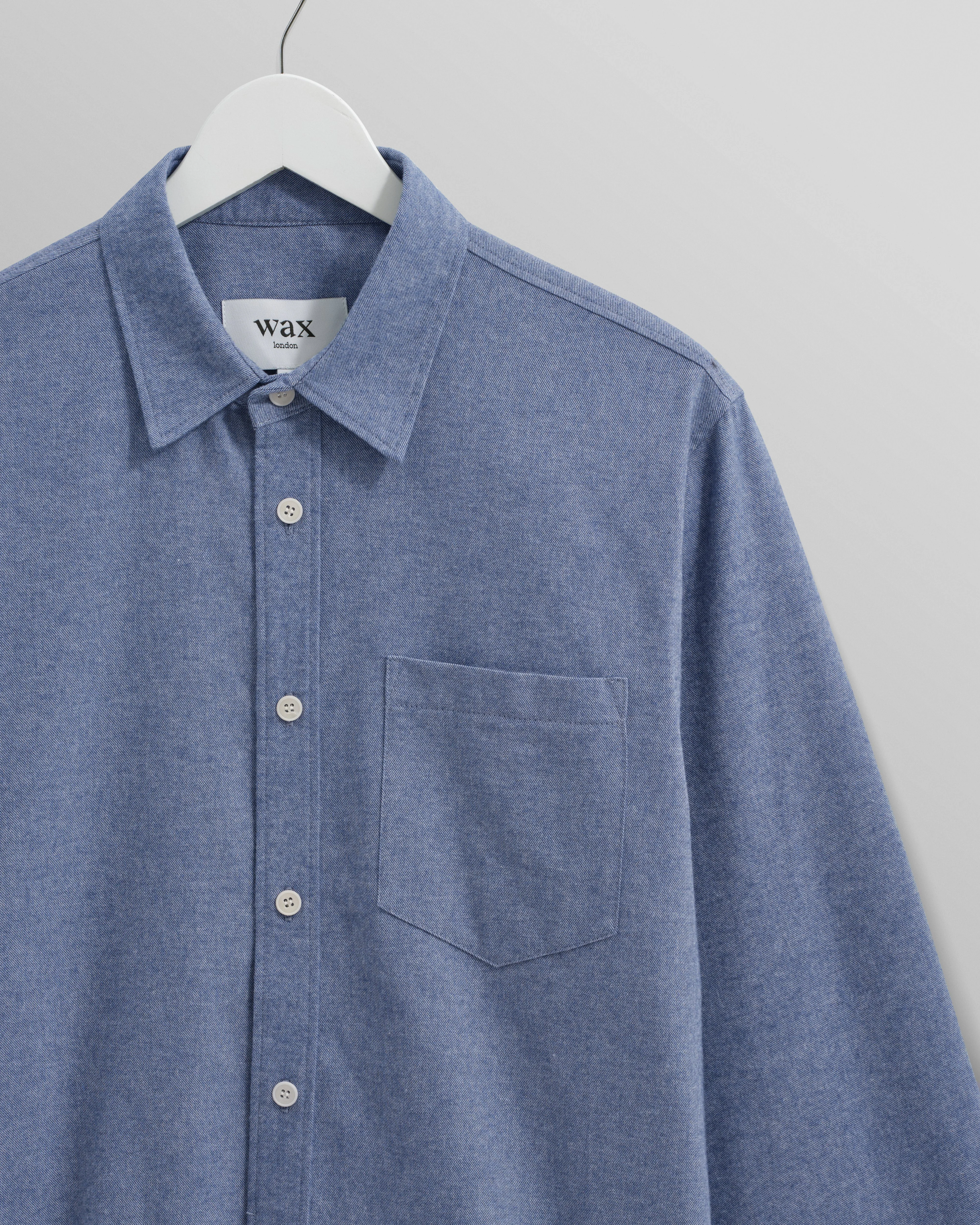 Shelly - Blue Plain Flannel Shirt - Image 8