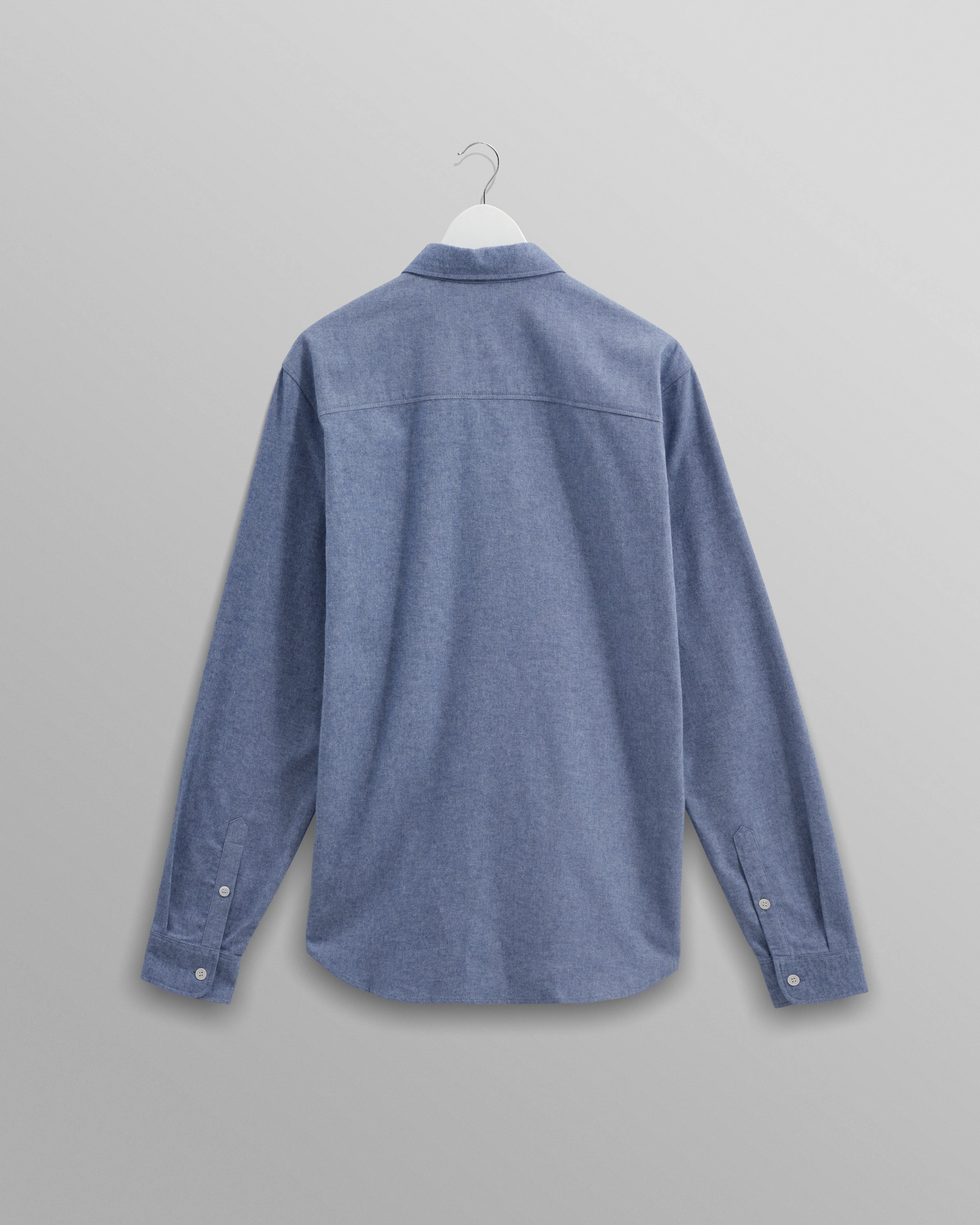 Shelly - Blue Plain Flannel Shirt - Image 9