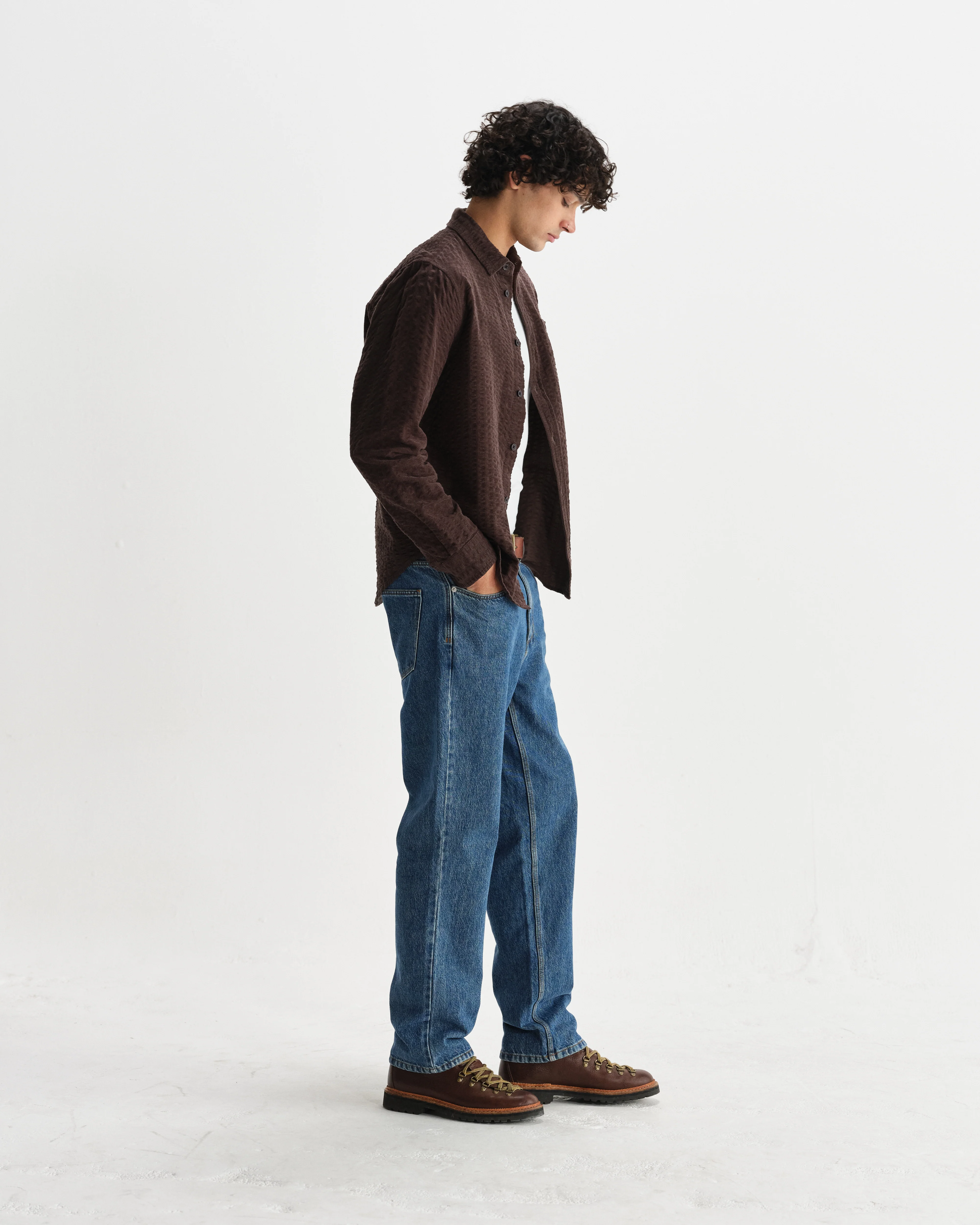 Shelly - Dark Brown Seersucker Corduroy Shirt - Image 5