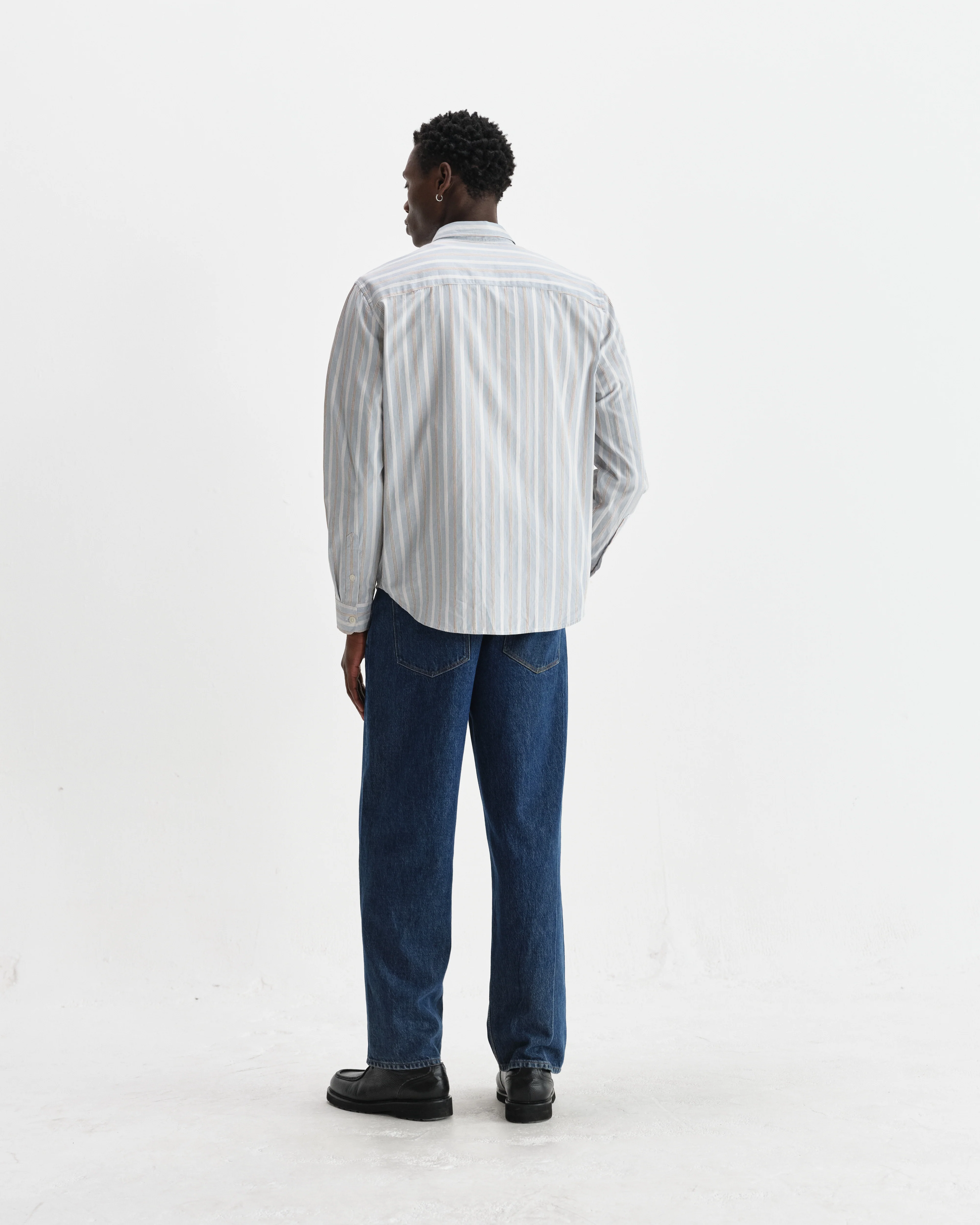 Shelly - Light Blue Dobby Stripe Cotton Shirt - Image 6
