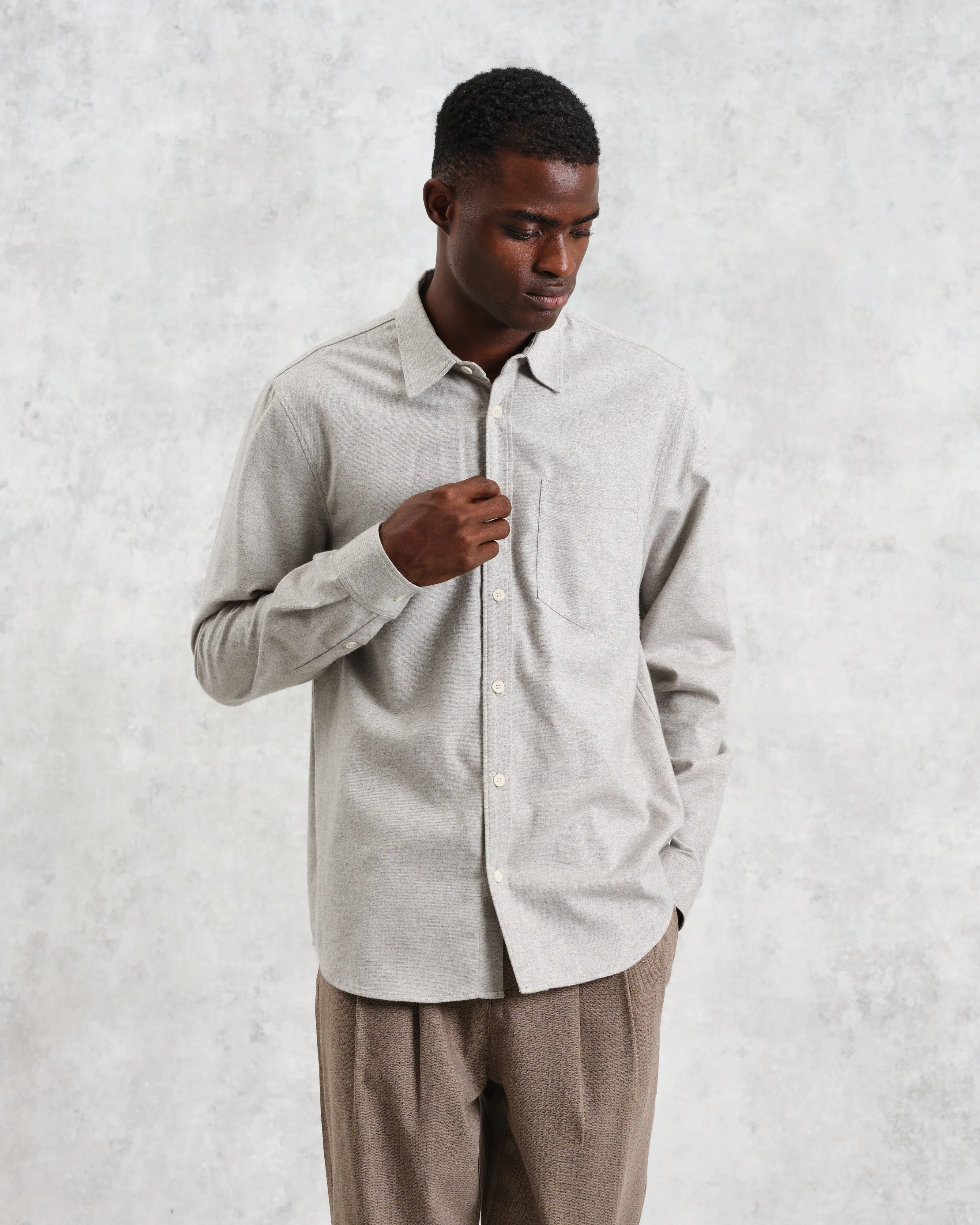 Shelly - Natural Plain Flannel Shirt - Image 2