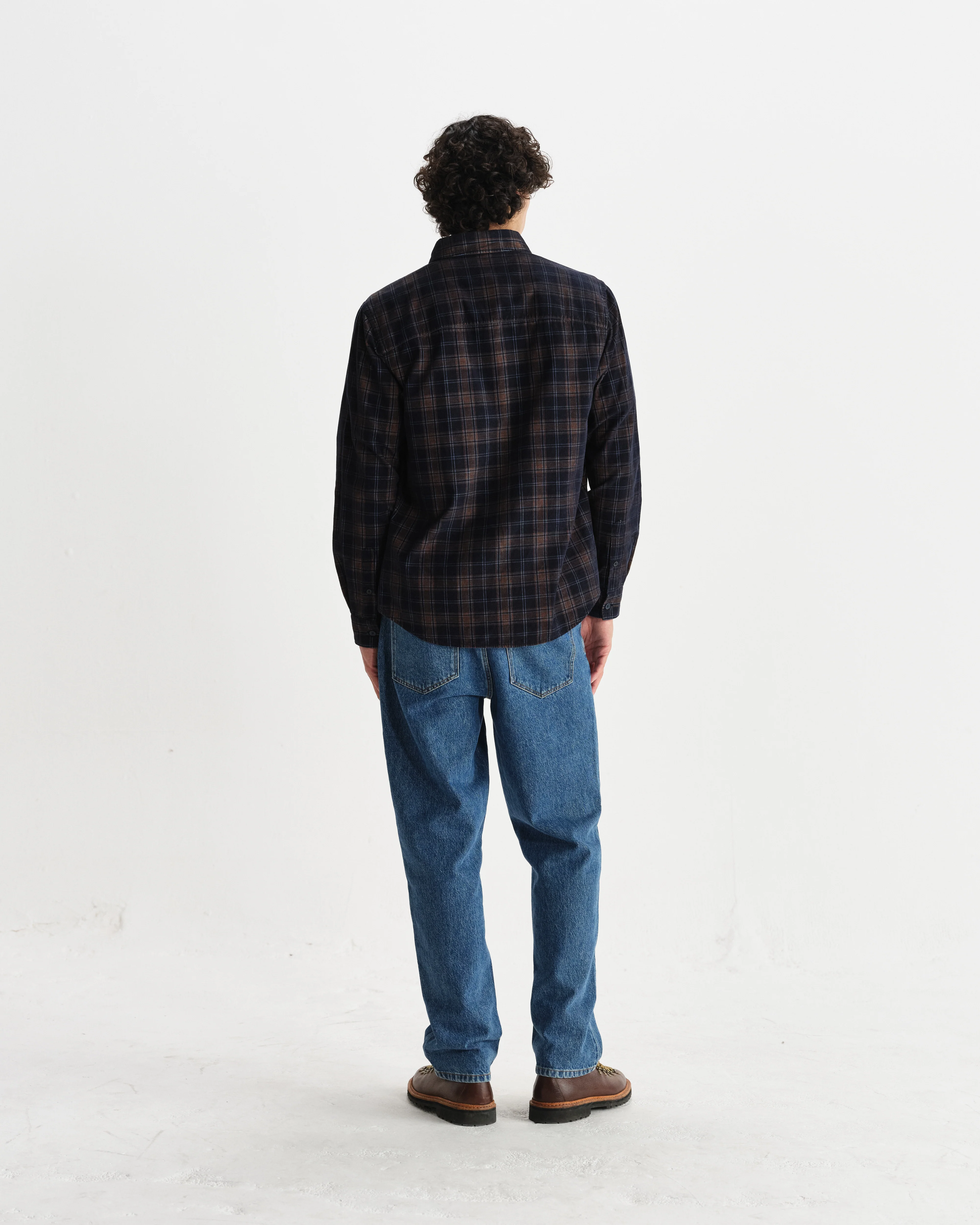 Shelly - Navy And Multicolour Check Corduroy Shirt - Image 6