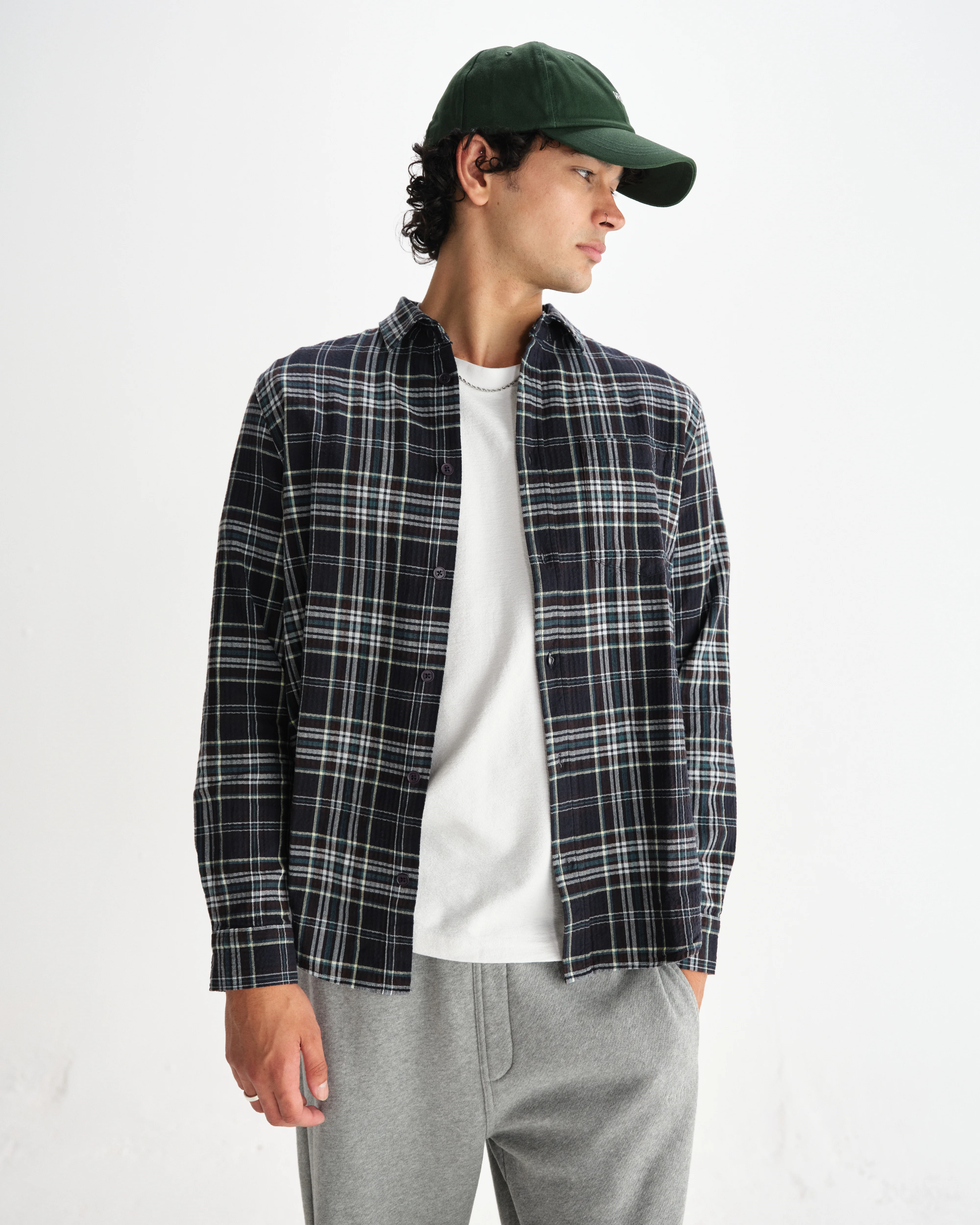 Shelly - Navy And Multicolour Seersucker Flannel Shirt - Image 2