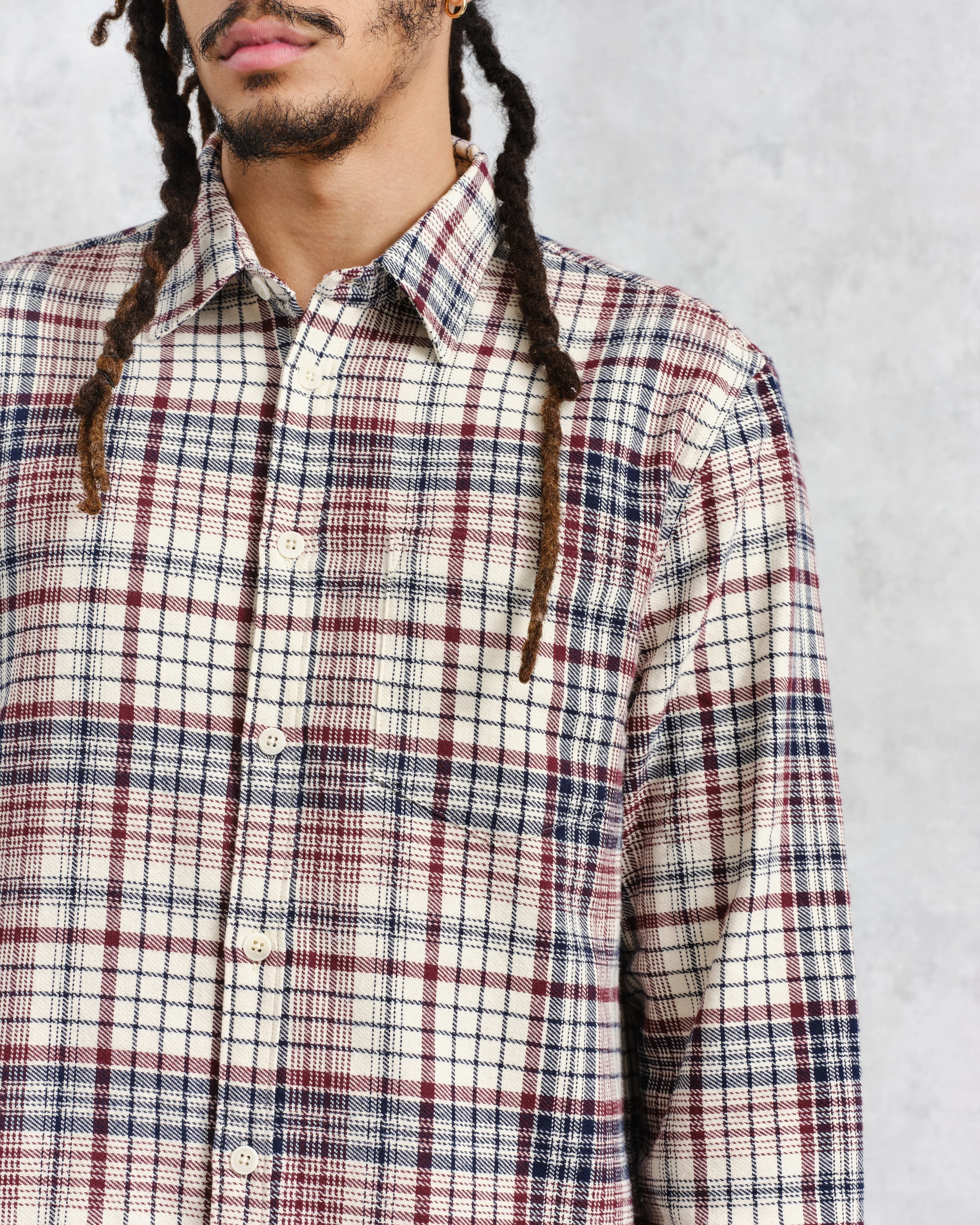 Shelly - Navy And Red Check Flannel Shirt - Image 2