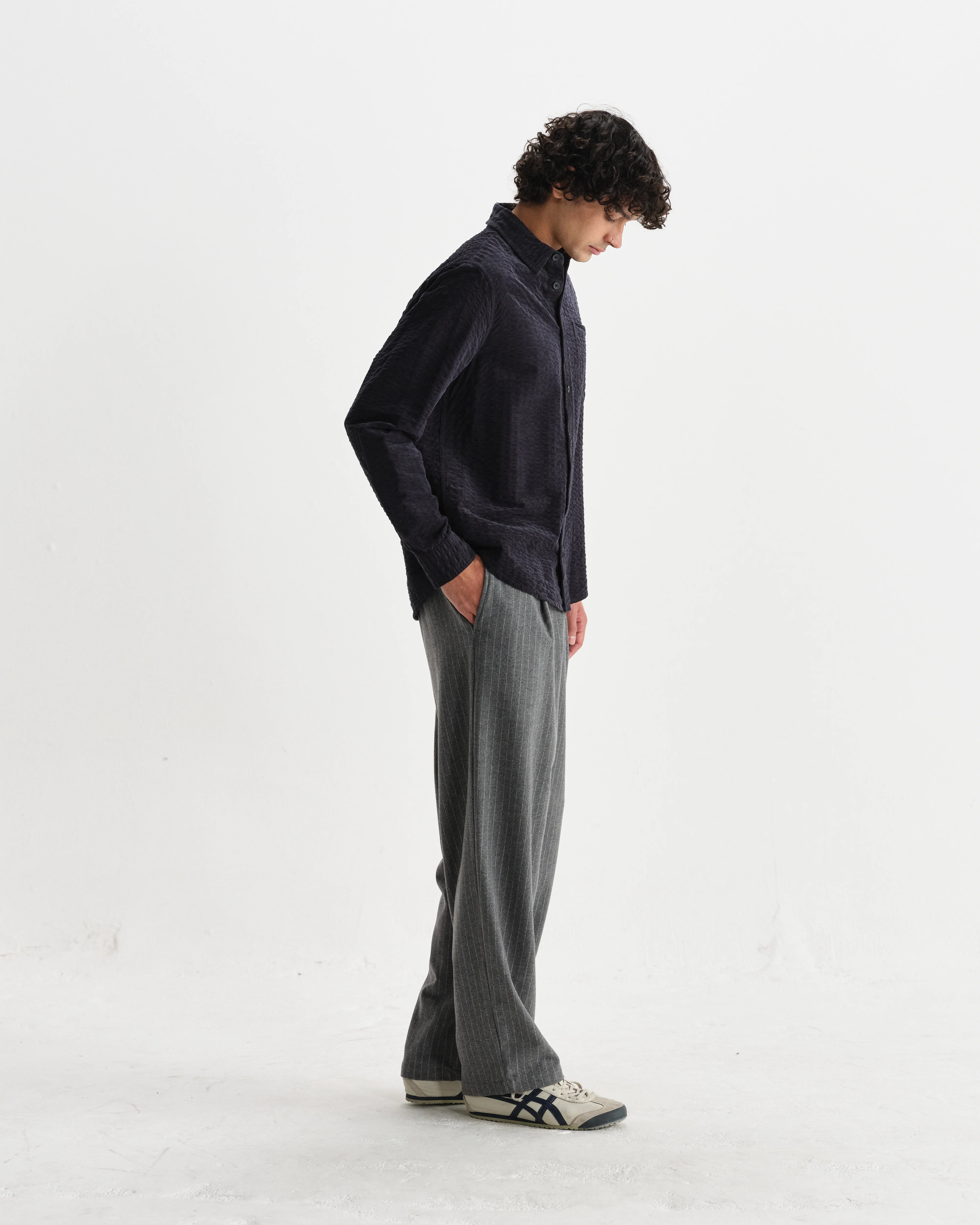 Shelly - Navy Seersucker Corduroy Shirt - Image 5