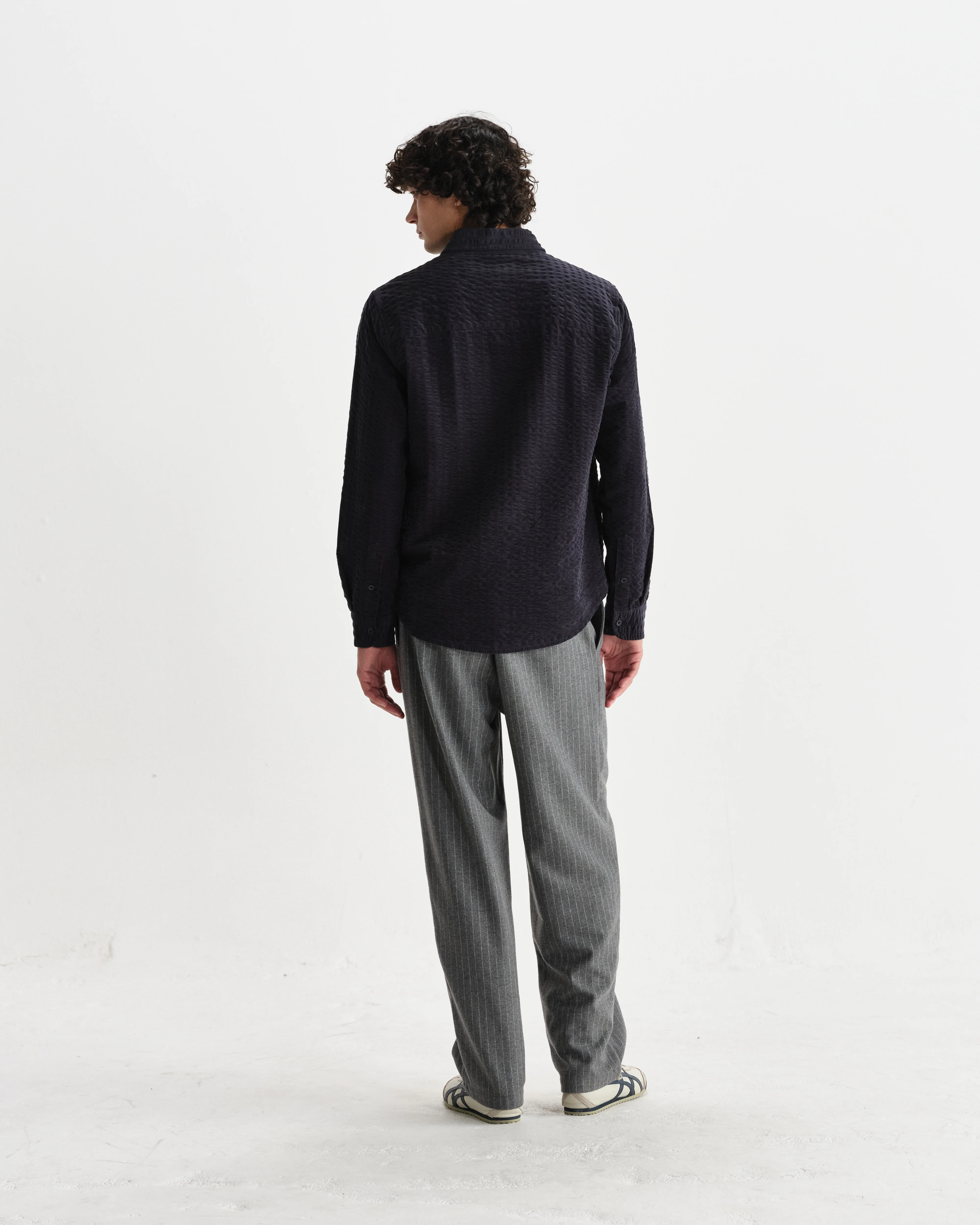 Shelly - Navy Seersucker Corduroy Shirt - Image 6