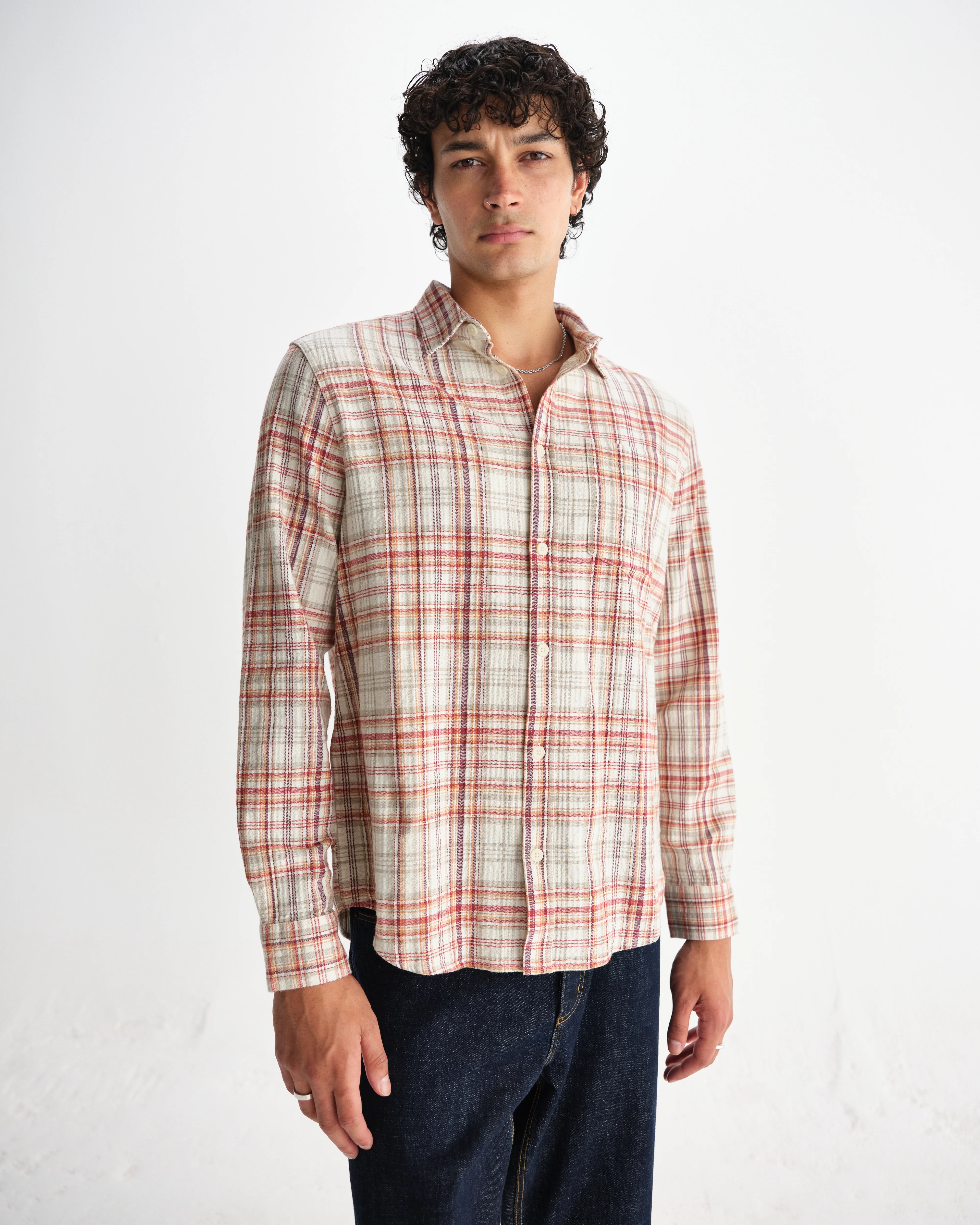 Shelly - Rust And Multicolour Seersucker Flannel Shirt - Image 2