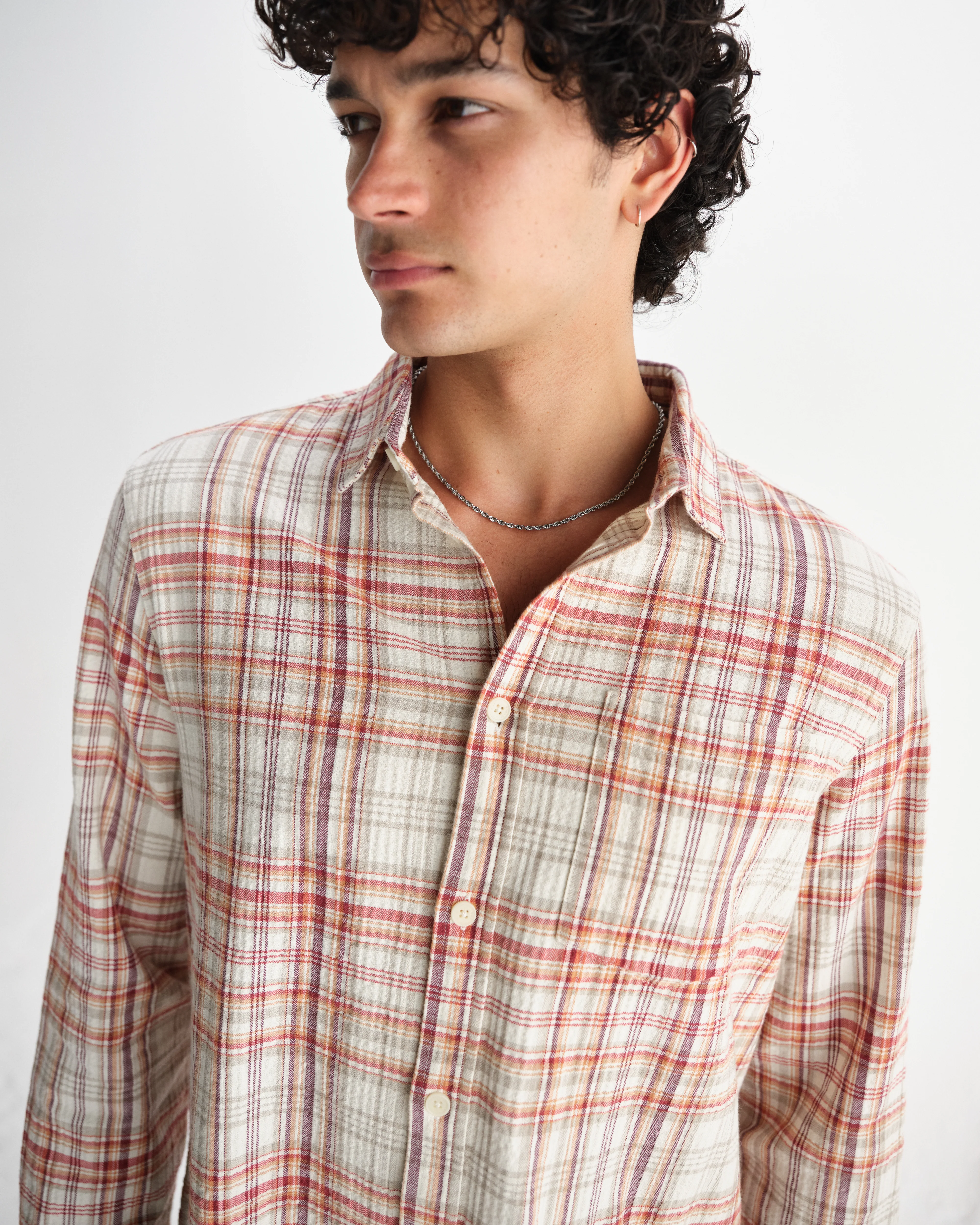 Shelly - Rust And Multicolour Seersucker Flannel Shirt - Image 3