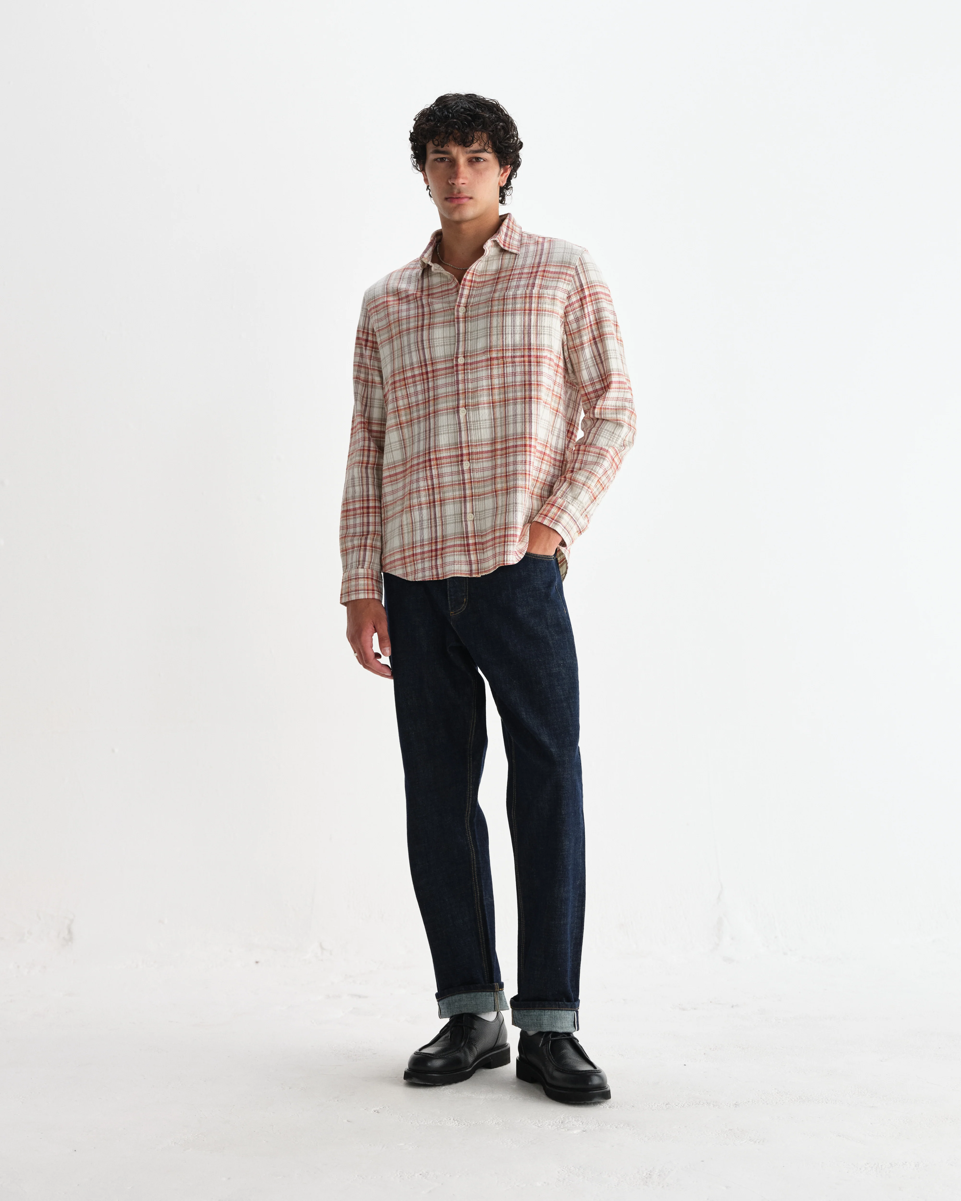Shelly - Rust And Multicolour Seersucker Flannel Shirt - Image 4