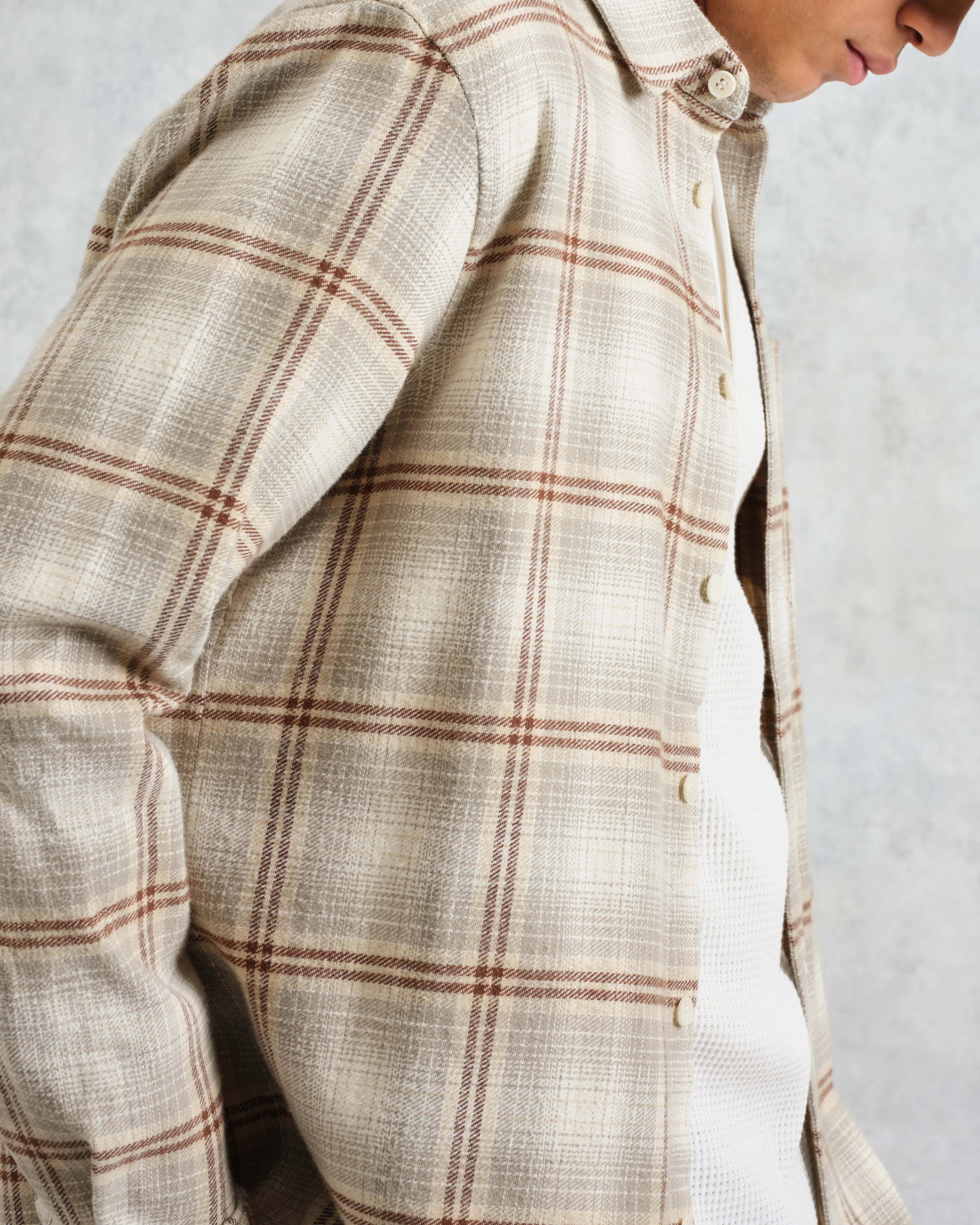 Shelly - Sage And Ecru Ombre Flannel Shirt - Image 3