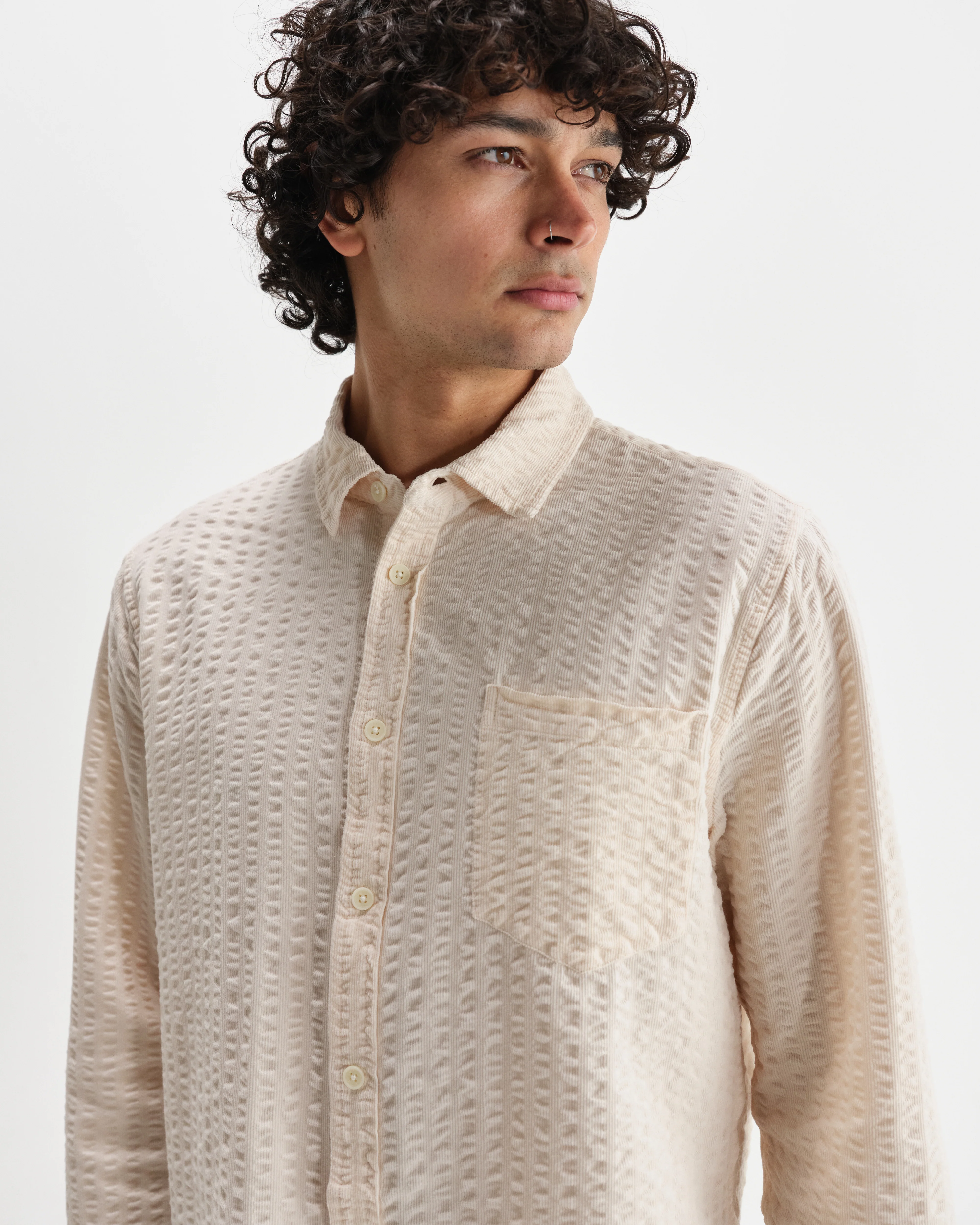 Shelly - Stone Seersucker Corduroy Shirt - Image 3