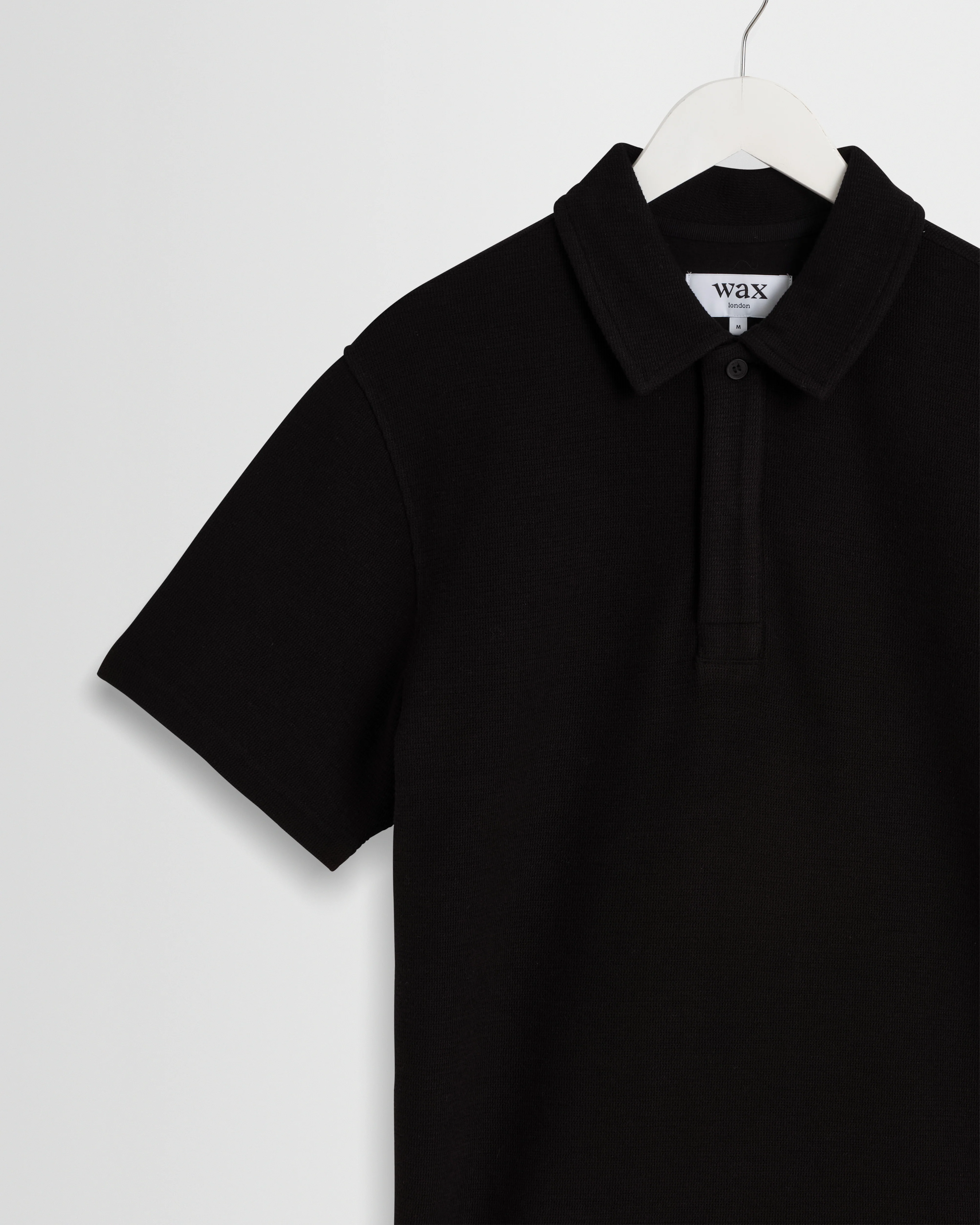 Shore - Black Textured Short-Sleeve Polo Shirt - Image 5