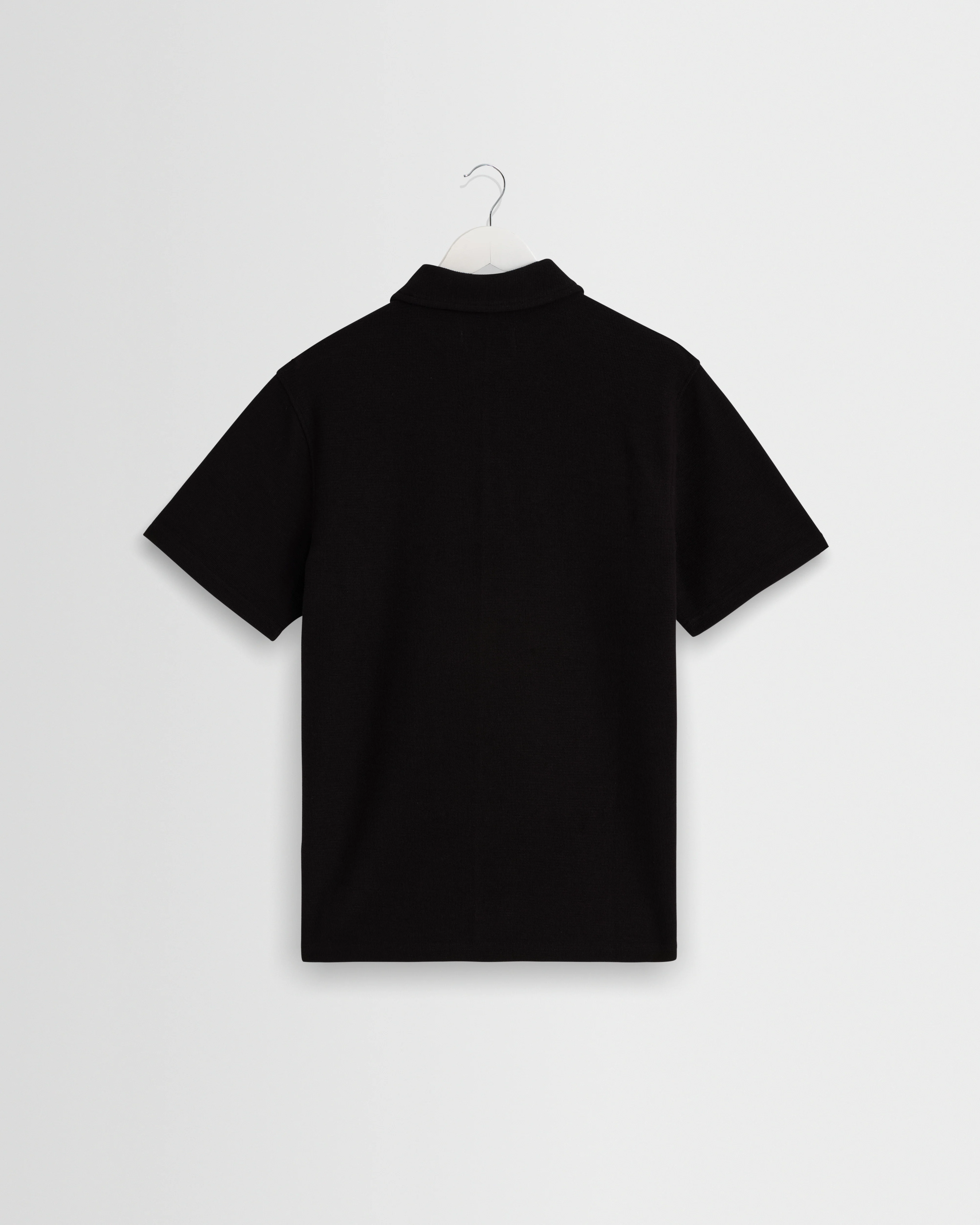 Shore - Black Textured Short-Sleeve Polo Shirt - Image 6