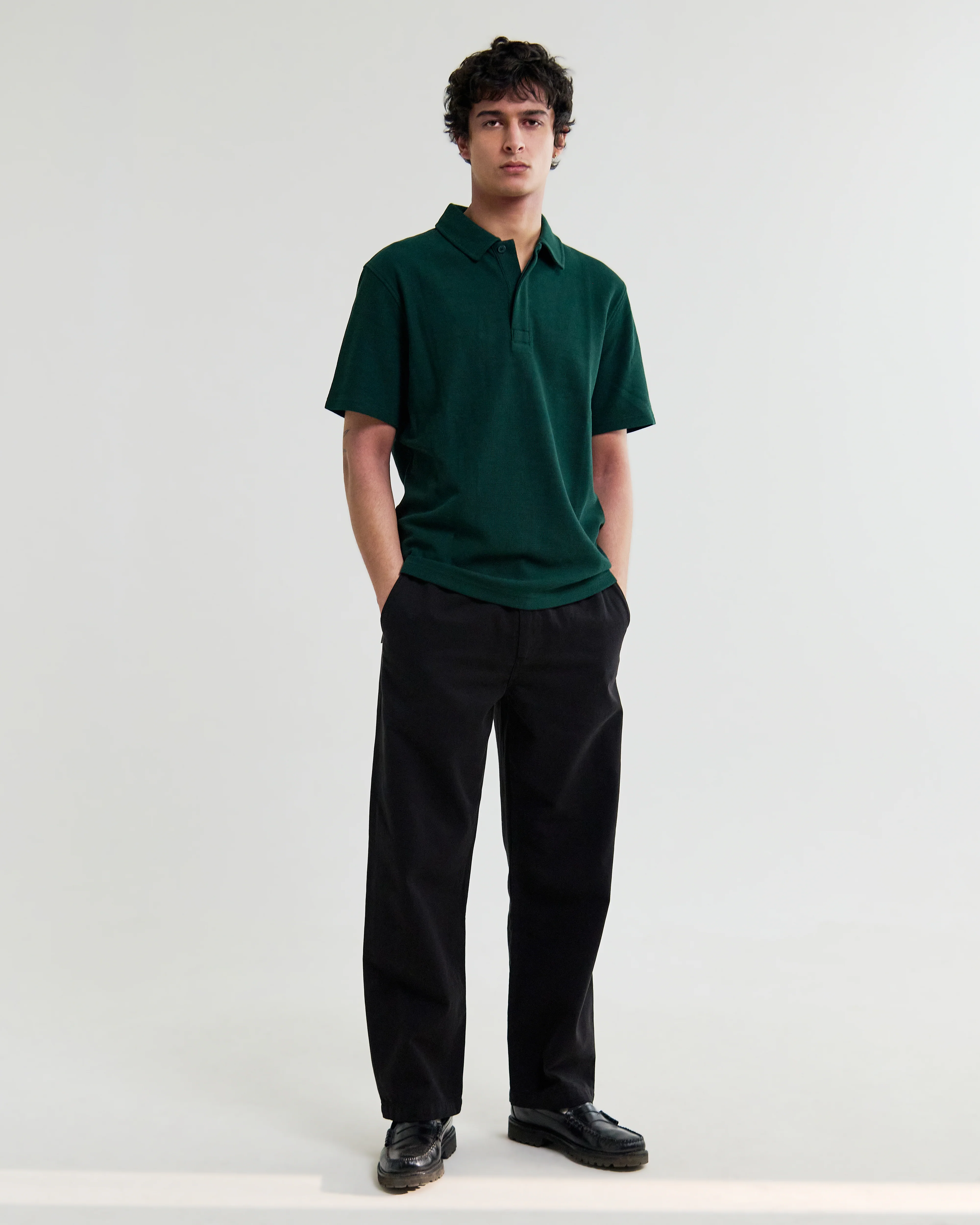 Shore - Bottle Green Textured Short-Sleeve Polo Shirt - Image 4