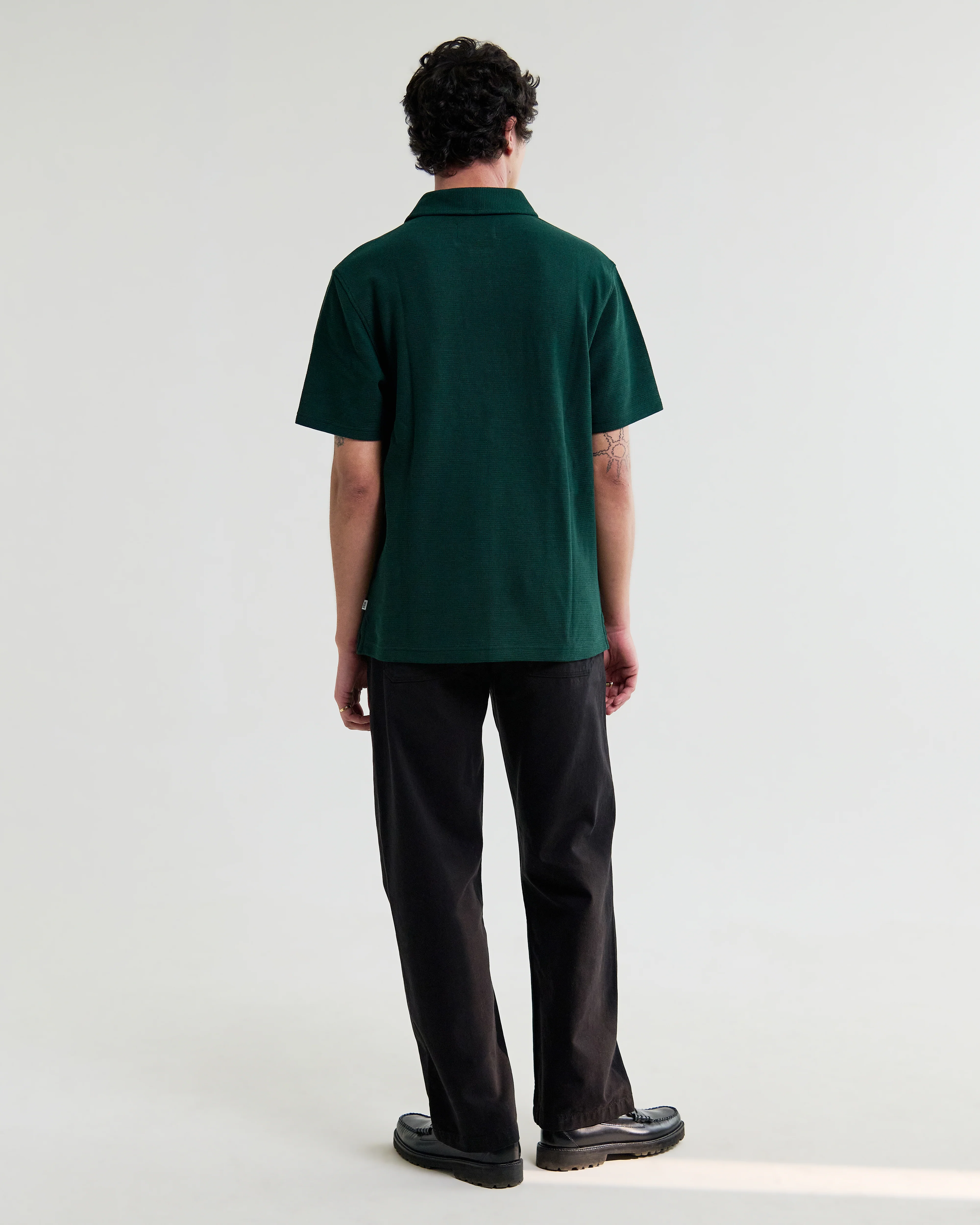 Shore - Bottle Green Textured Short-Sleeve Polo Shirt - Image 6