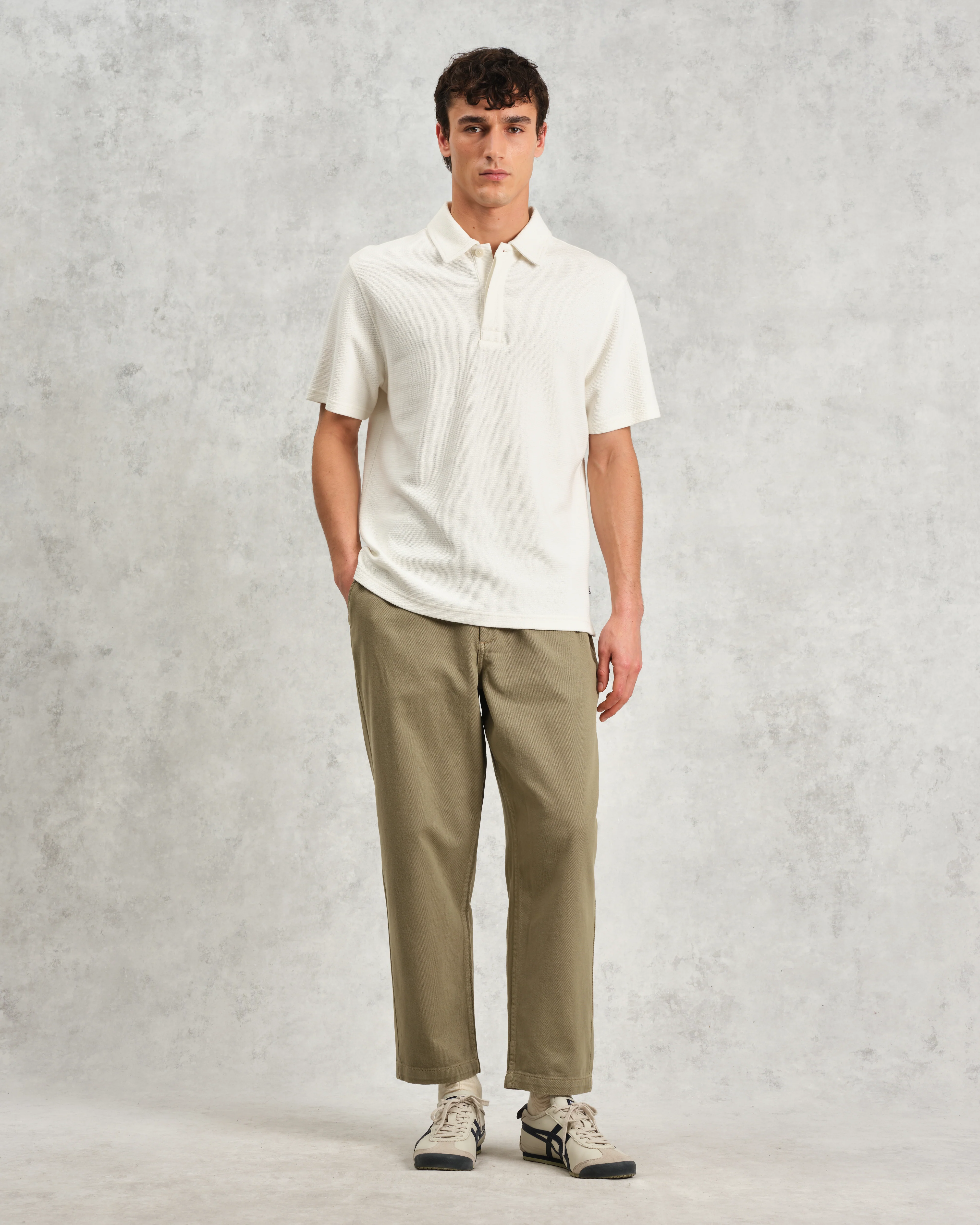 Shore - Ecru Textured Organic Cotton Polo Shirt - Image 4