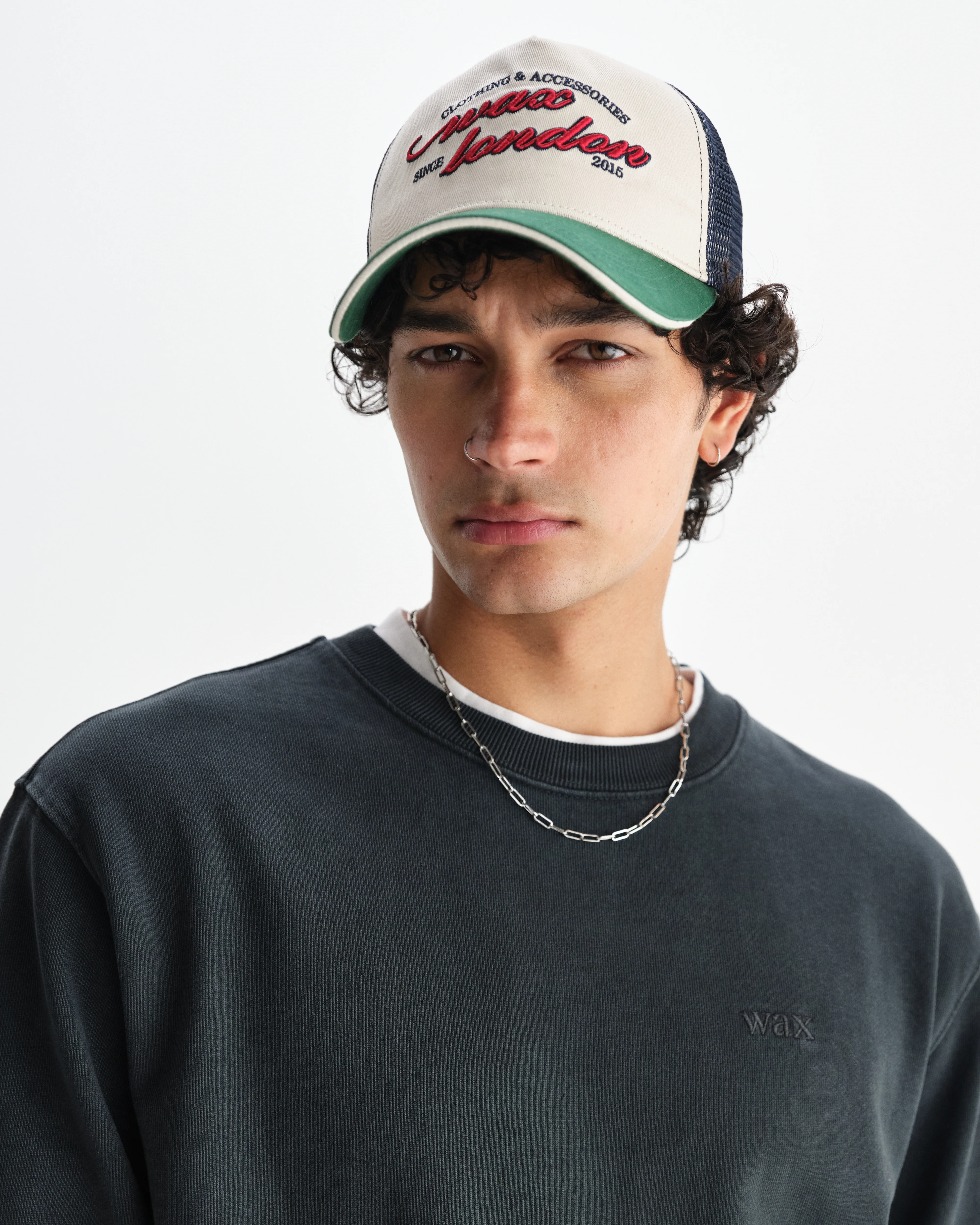 Sidney - Washed Black Brushed Organic Cotton Sweatshirt - Image 3