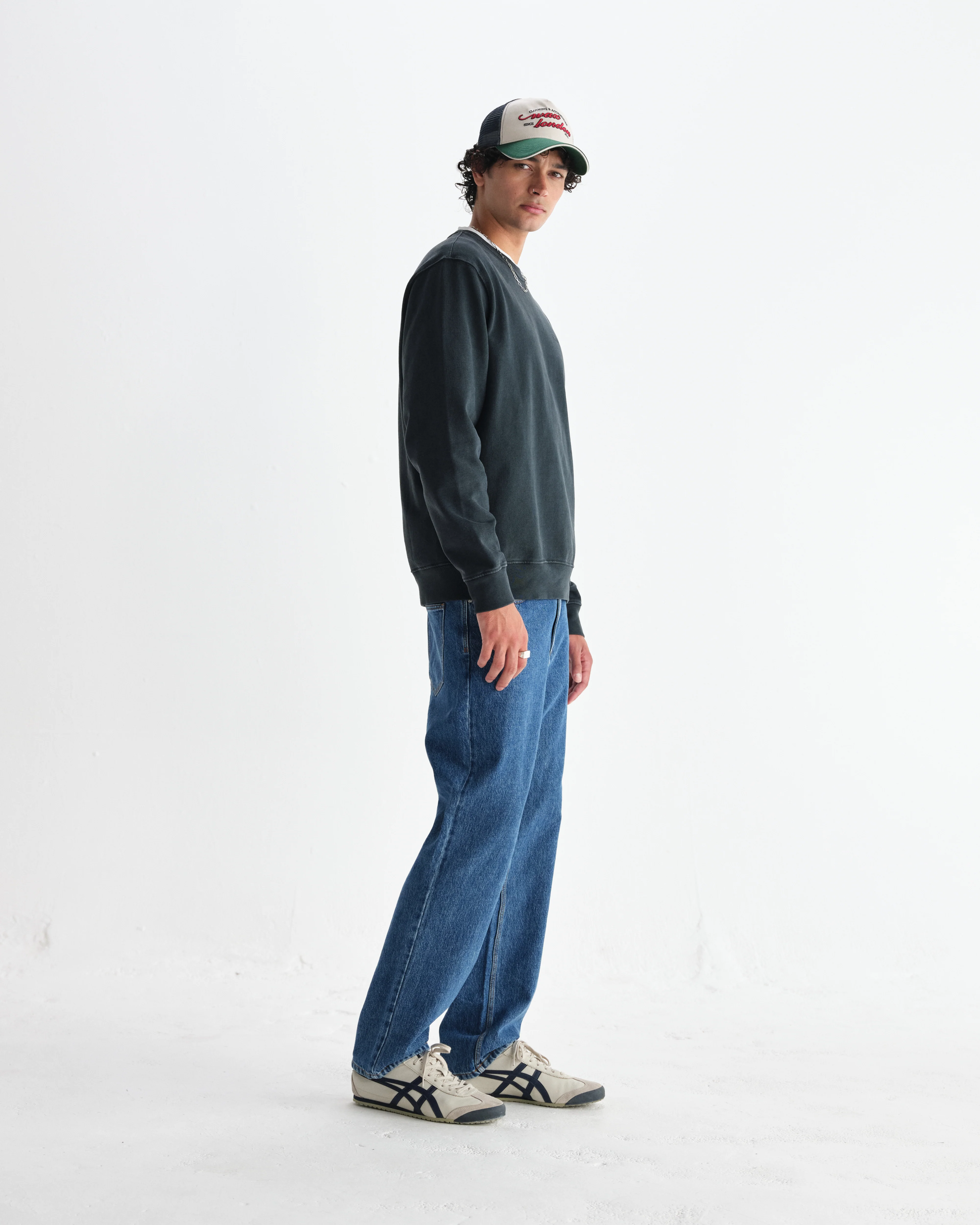 Sidney - Washed Black Brushed Organic Cotton Sweatshirt - Image 5