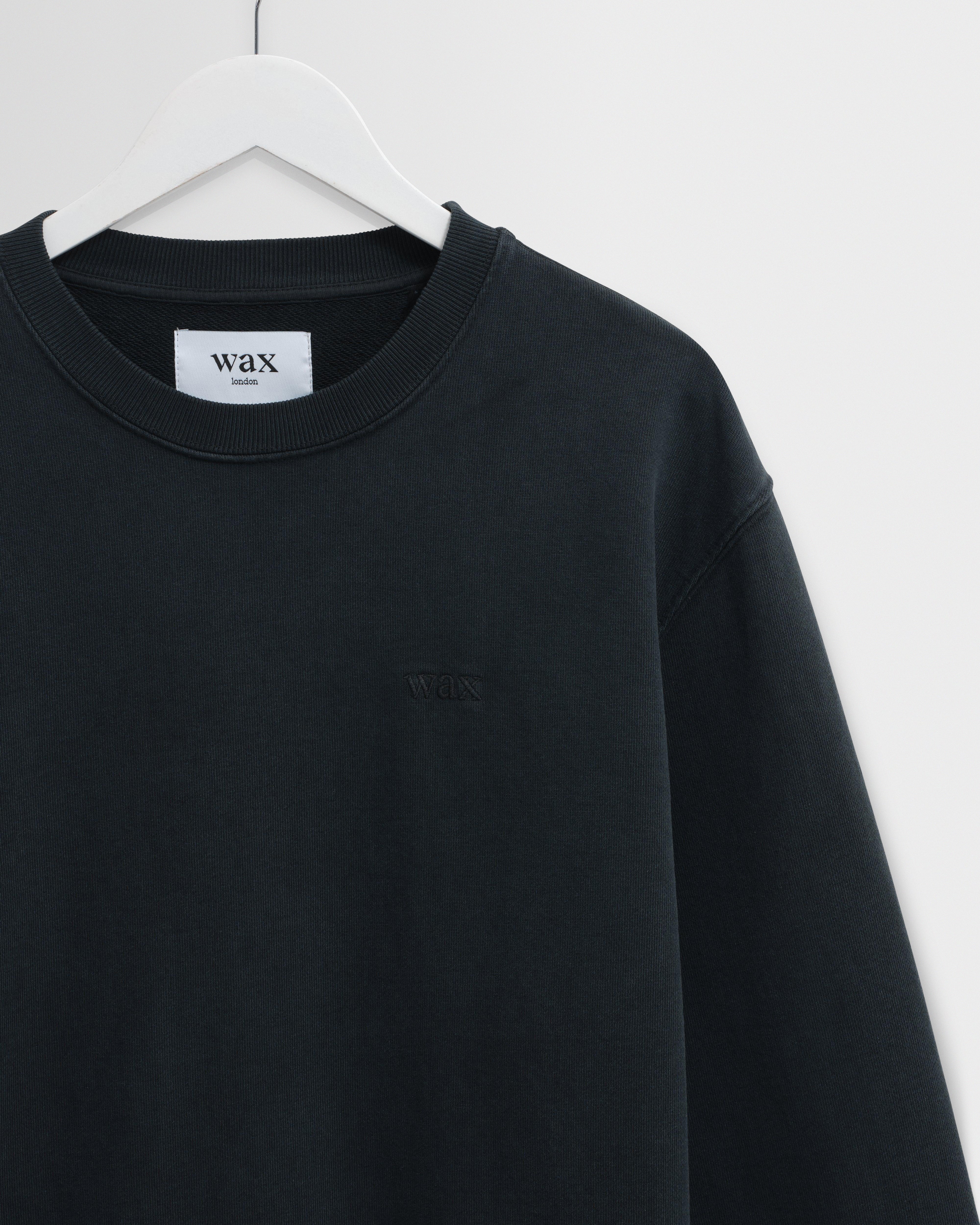 Sidney - Washed Black Brushed Organic Cotton Sweatshirt - Image 7