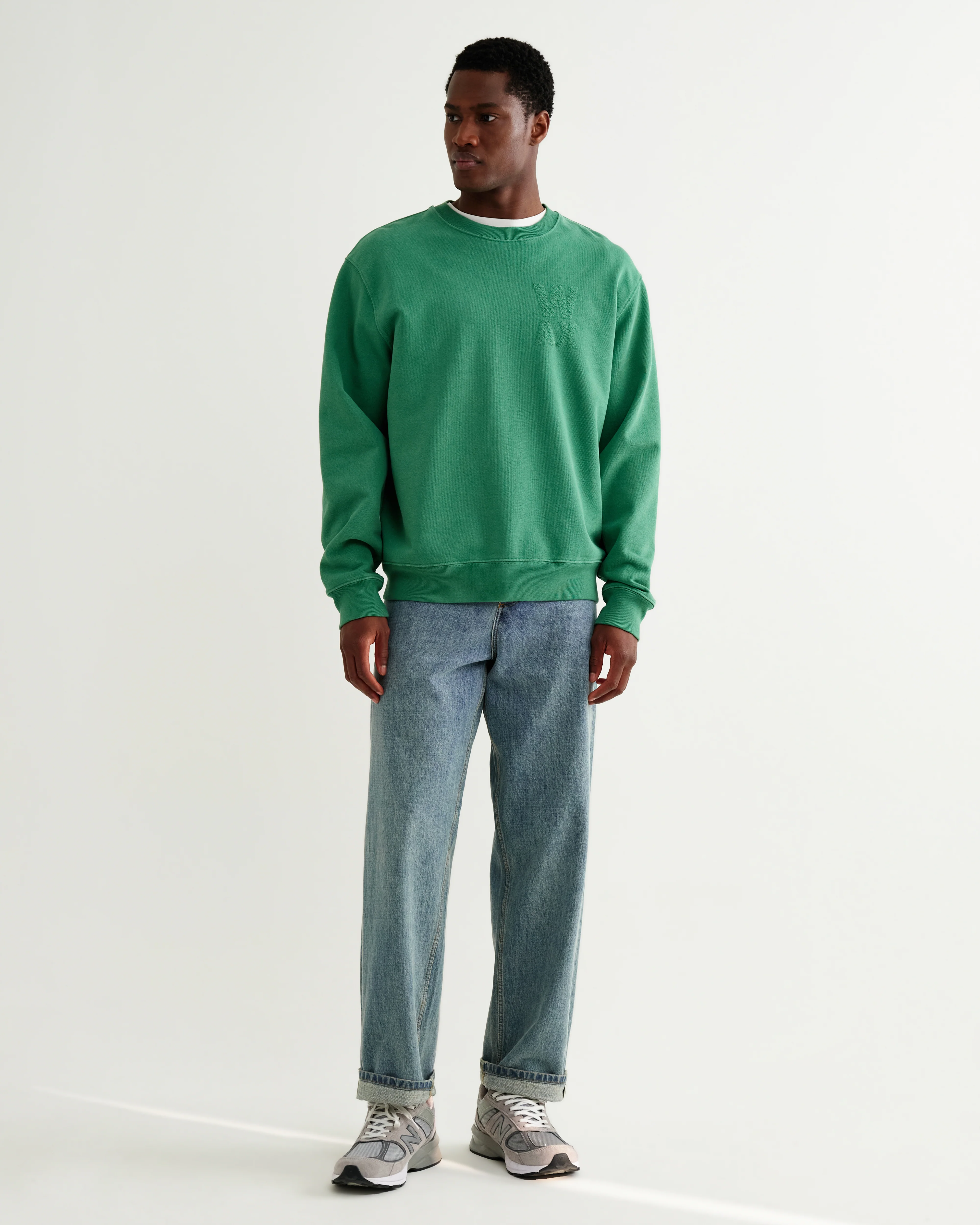 Sidney - Washed Green Embroidered Brushed Cotton Sweatshirt - Image 4