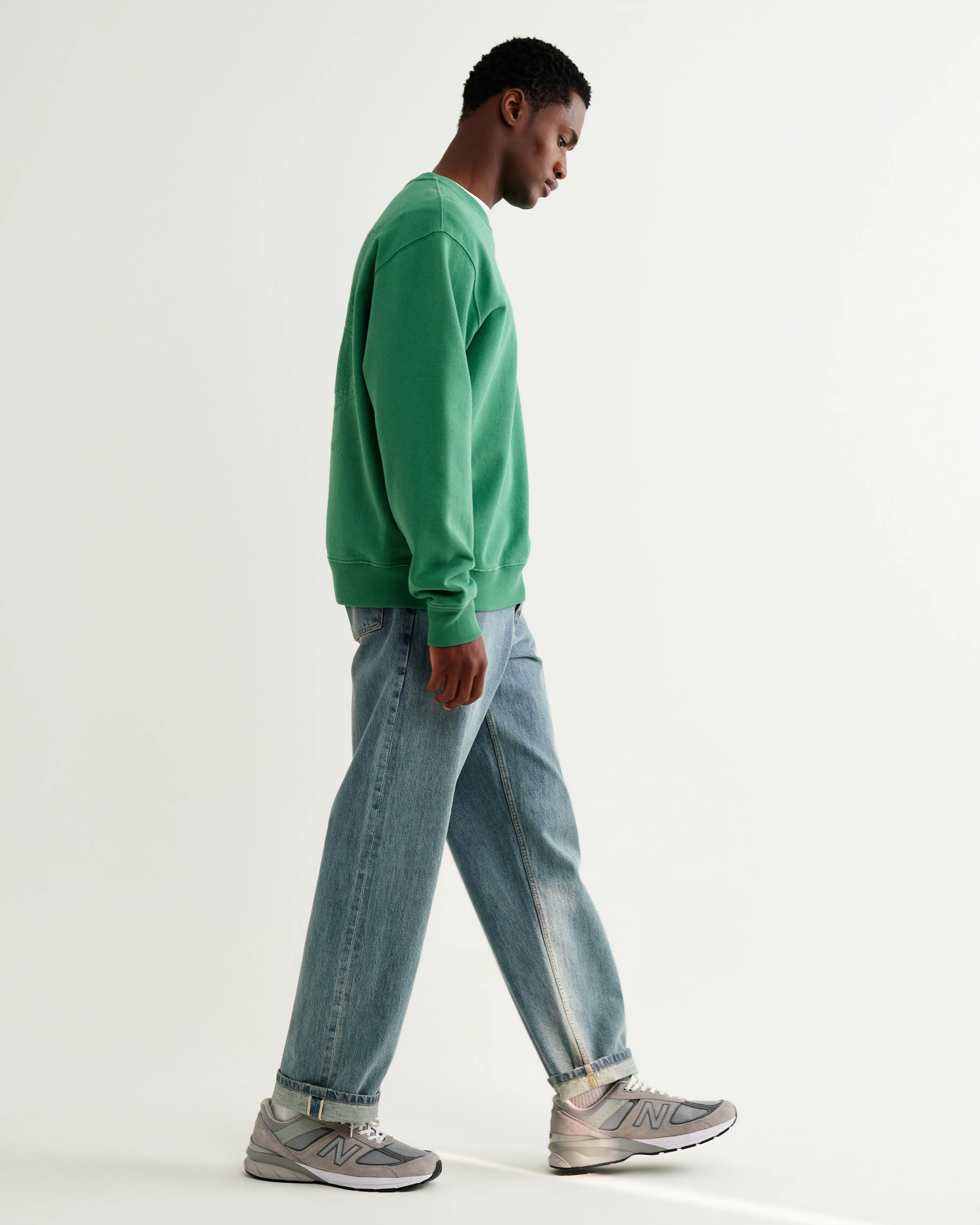 Sidney - Washed Green Embroidered Brushed Cotton Sweatshirt - Image 5