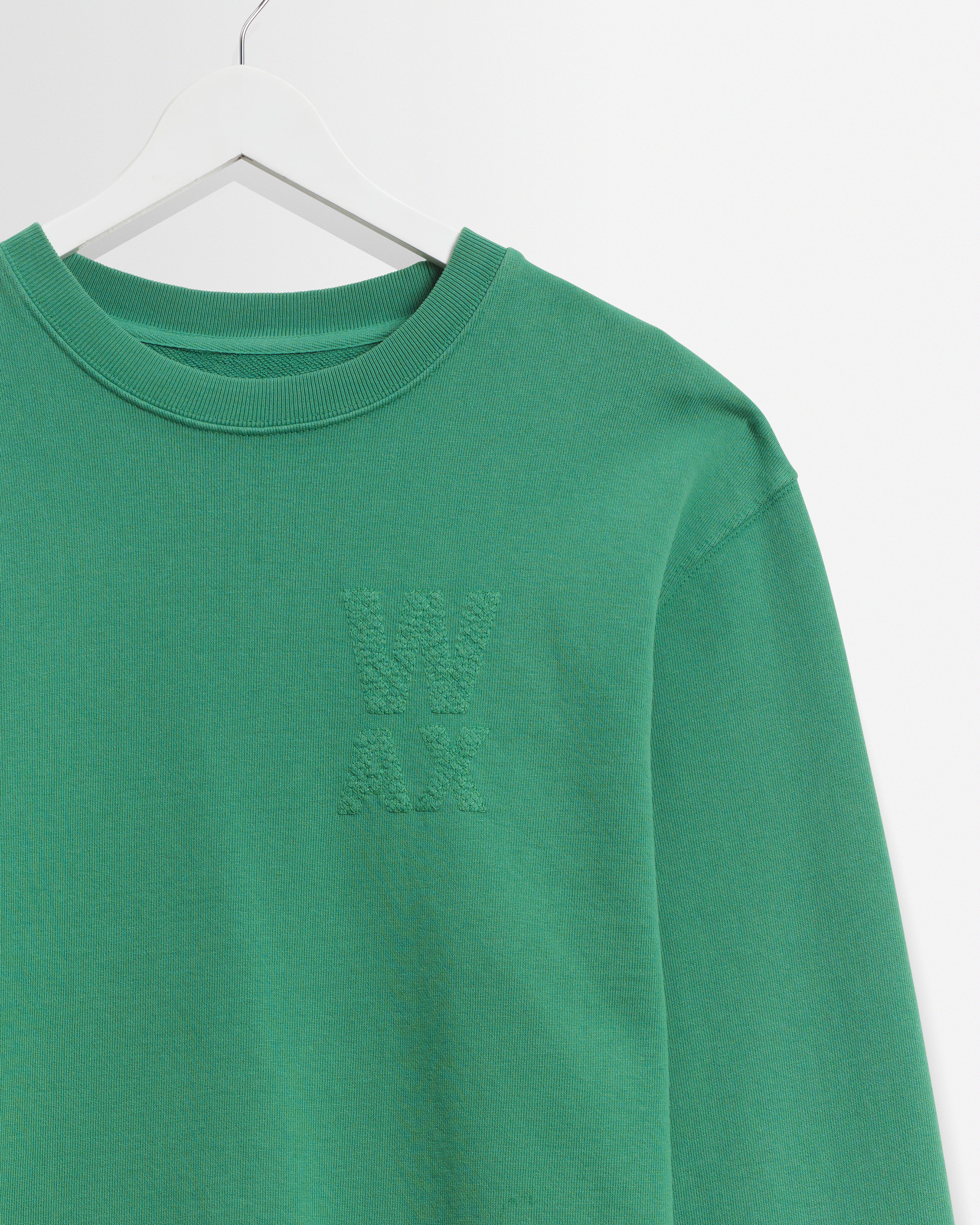 Sidney - Washed Green Embroidered Brushed Cotton Sweatshirt - Image 7