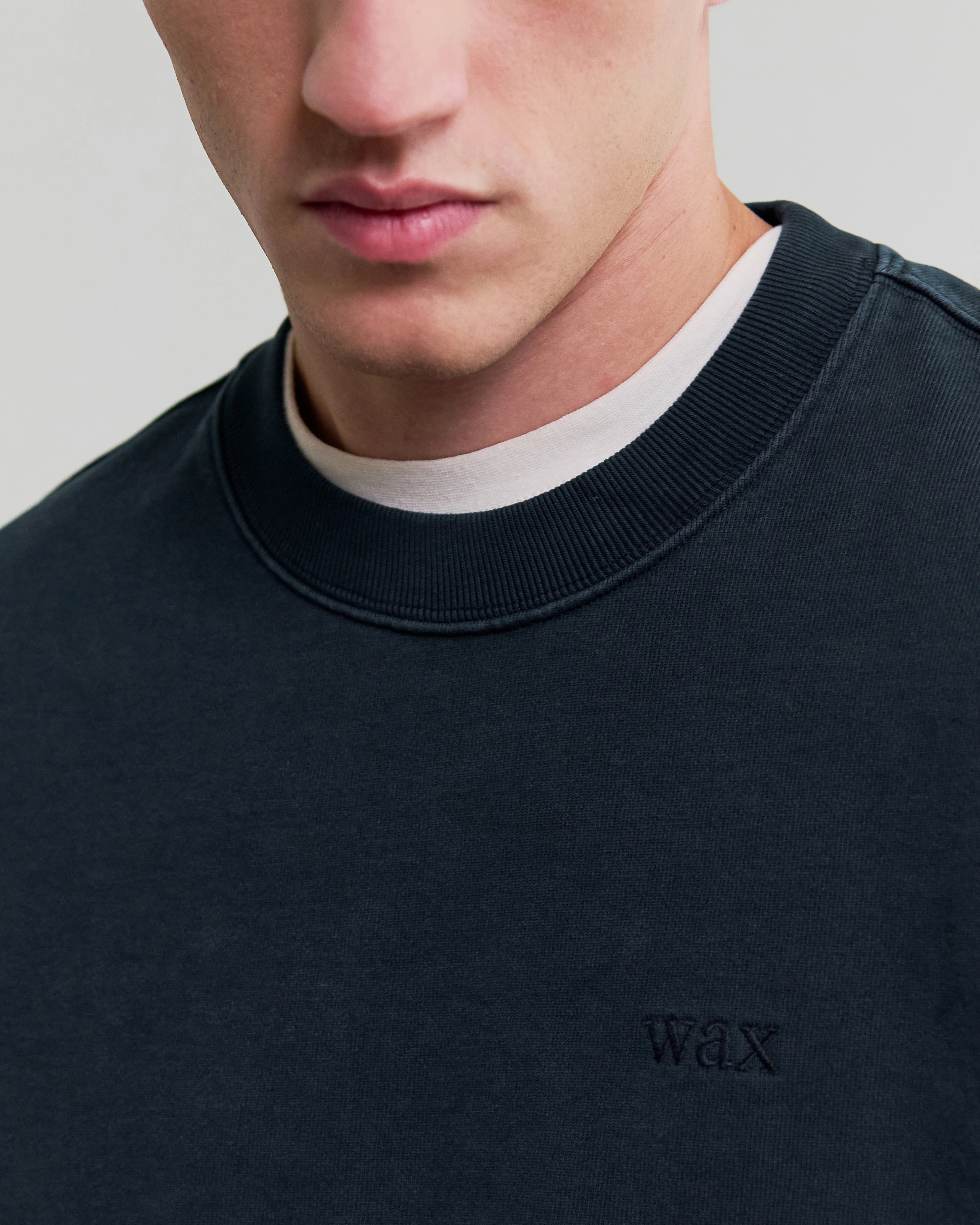 Sidney - Washed Navy Brushed Cotton Sweatshirt - Image 3