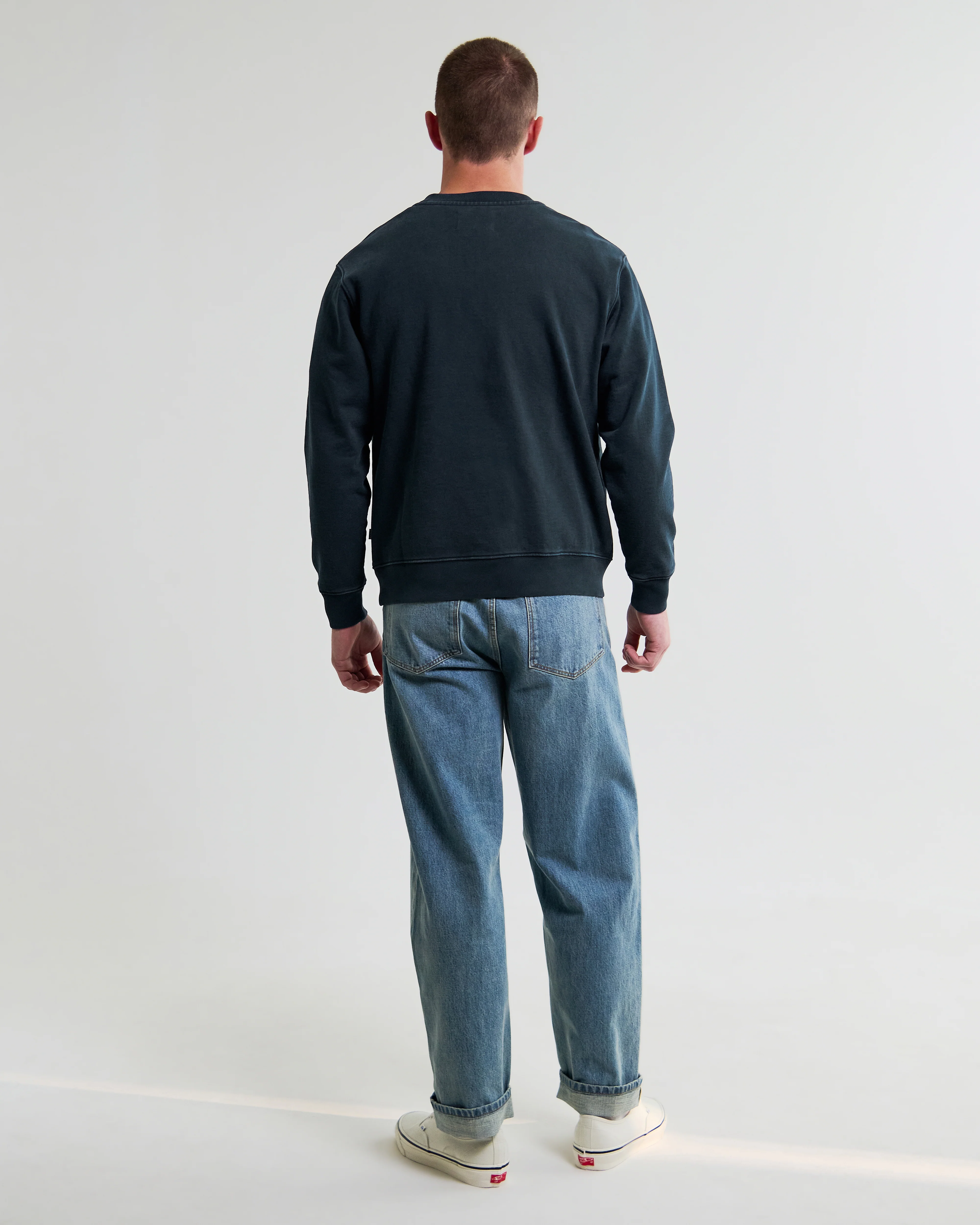 Sidney - Washed Navy Brushed Cotton Sweatshirt - Image 6