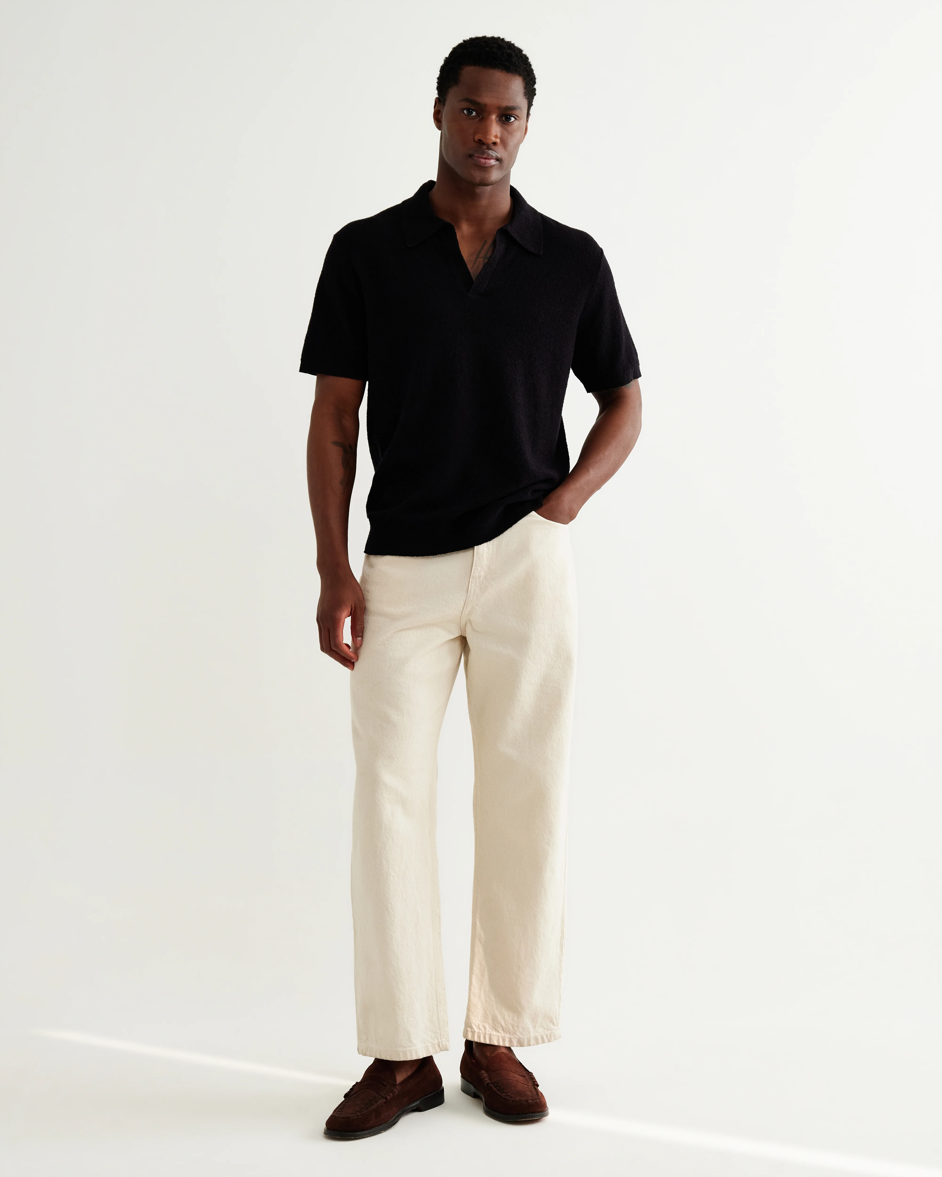 Siena - Black Boucle Knitted Polo Shirt - Image 4