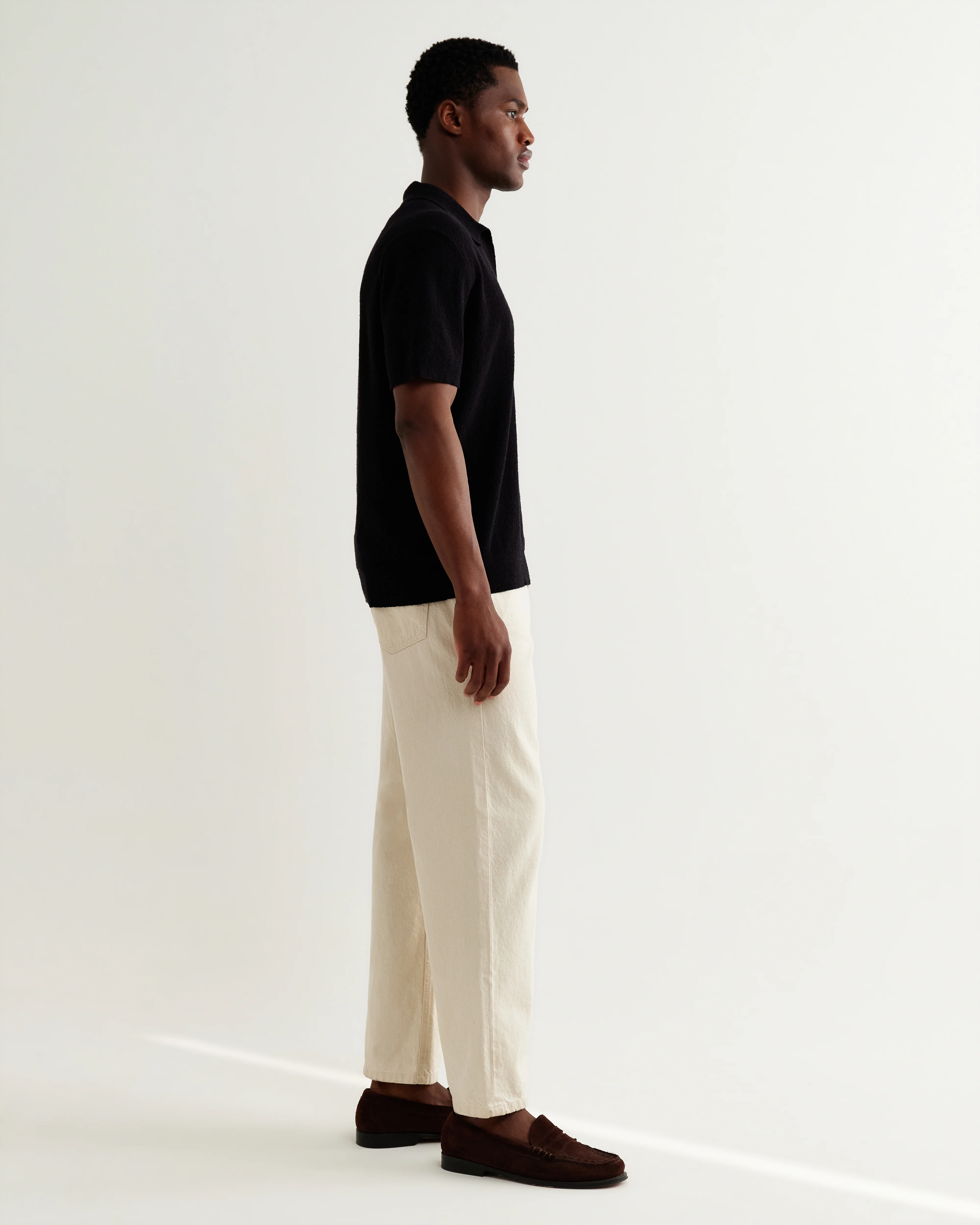 Siena - Black Boucle Knitted Polo Shirt - Image 5