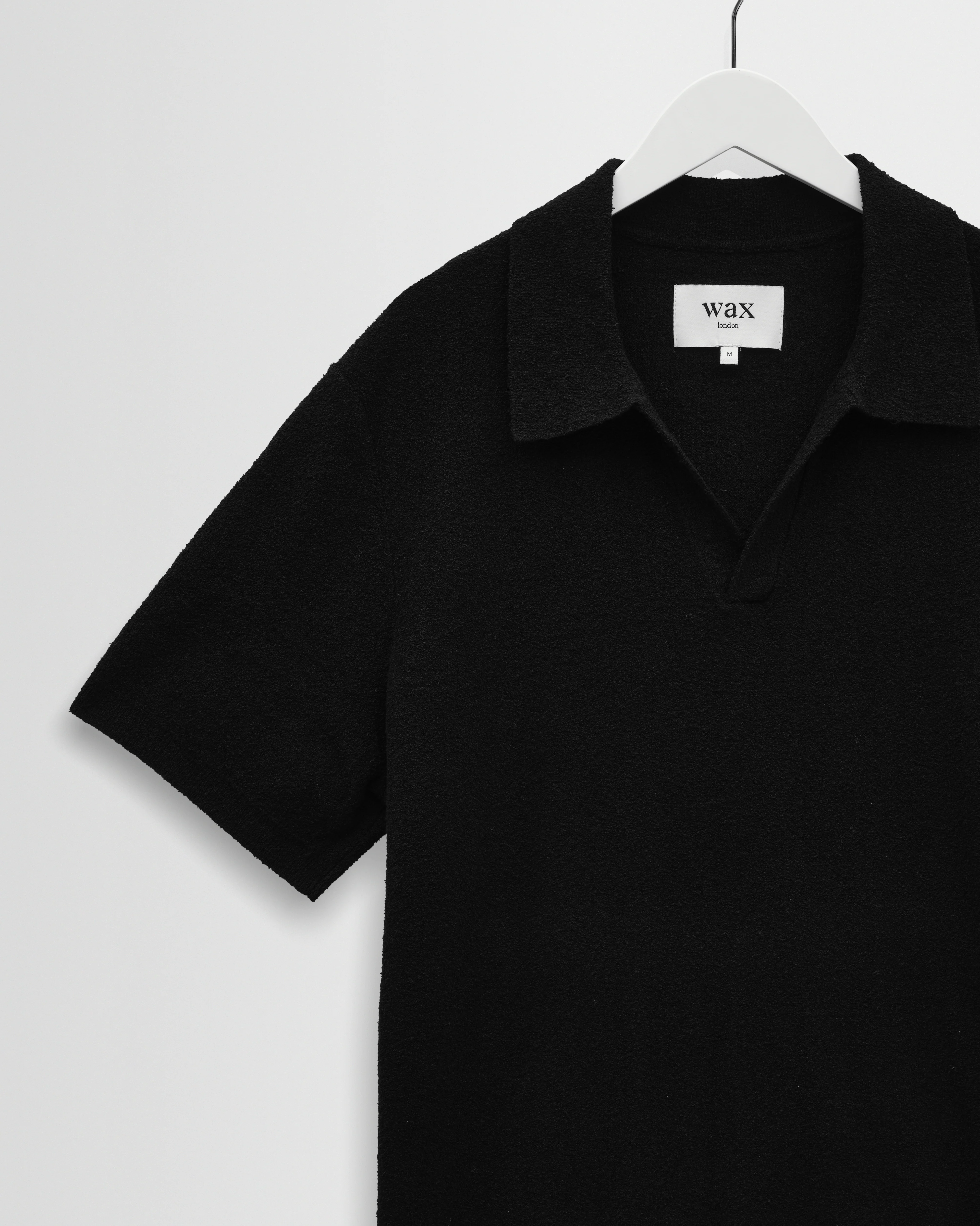 Siena - Black Boucle Knitted Polo Shirt - Image 7