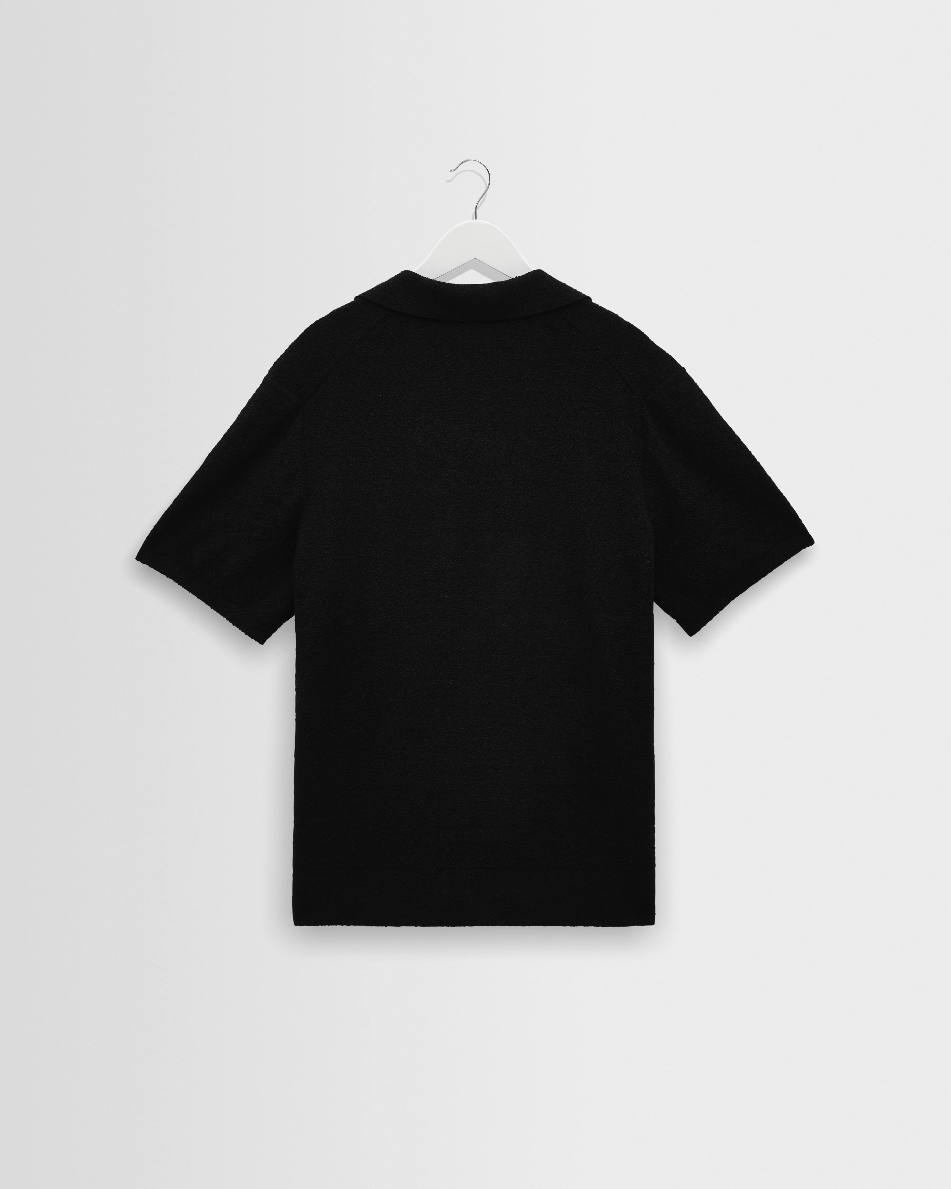 Siena - Black Boucle Knitted Polo Shirt - Image 8
