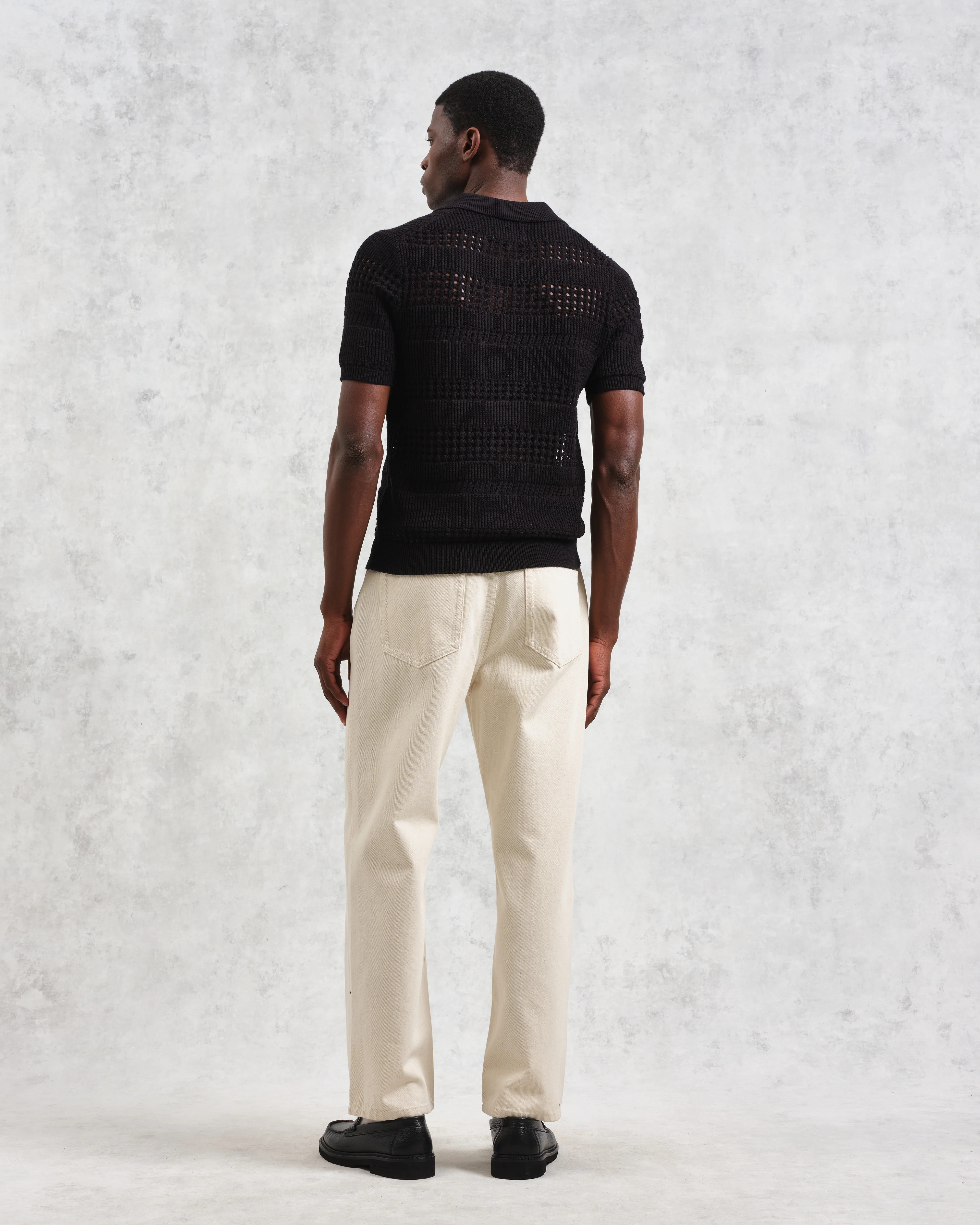 Siena - Black Pointelle Knitted Polo - Image 6