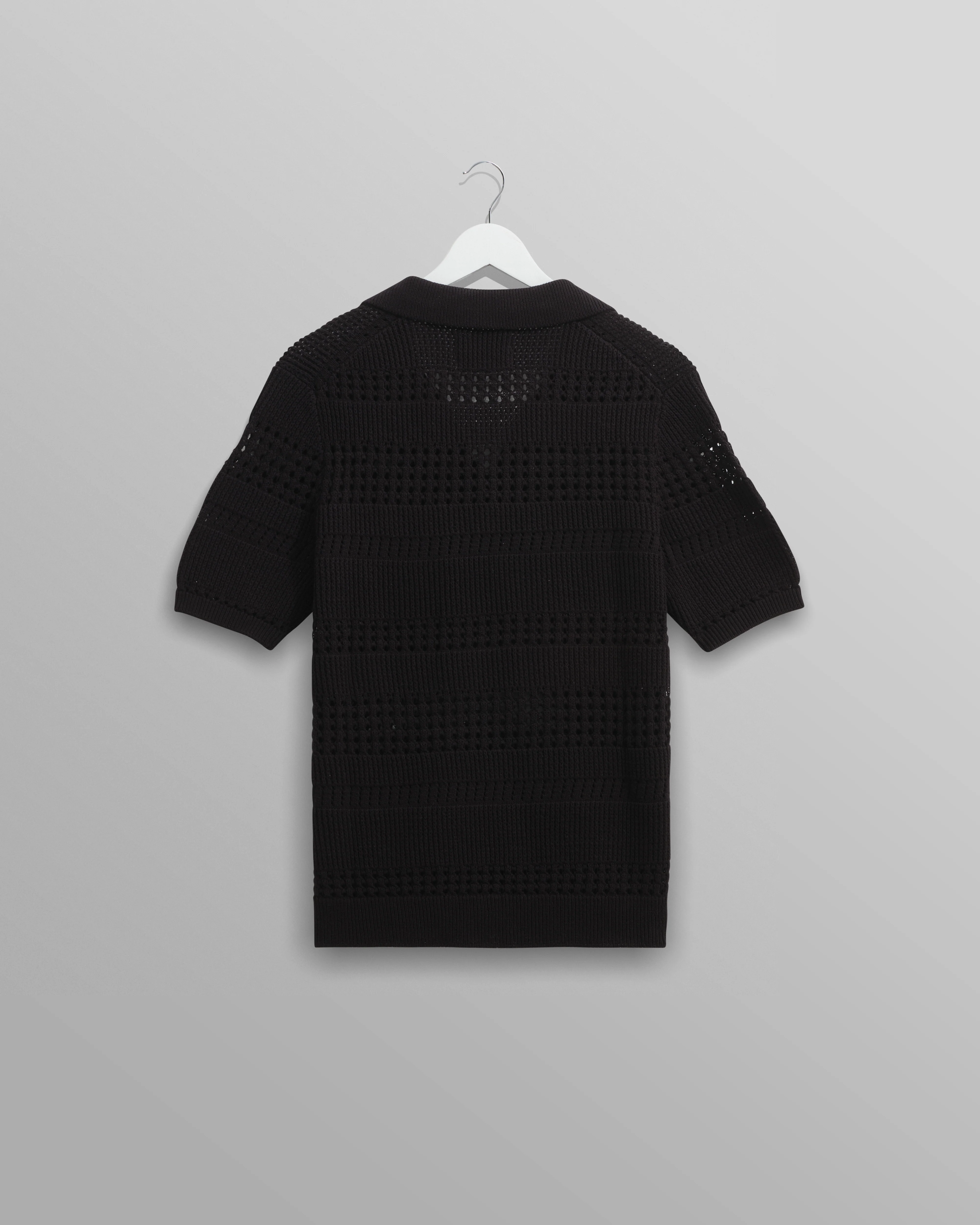 Siena - Black Pointelle Knitted Polo - Image 9