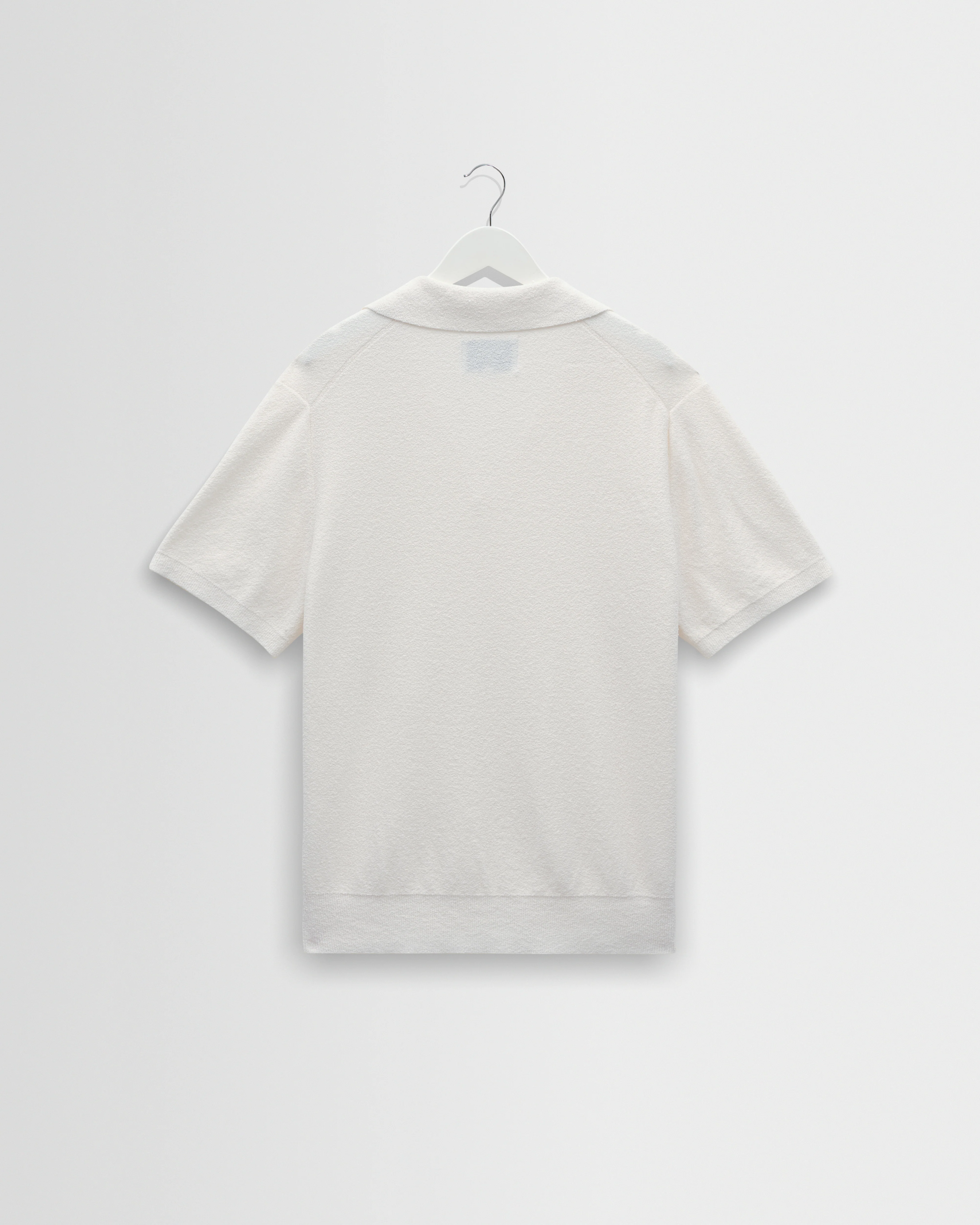 Siena - Ecru Boucle Knitted Polo Shirt - Image 8