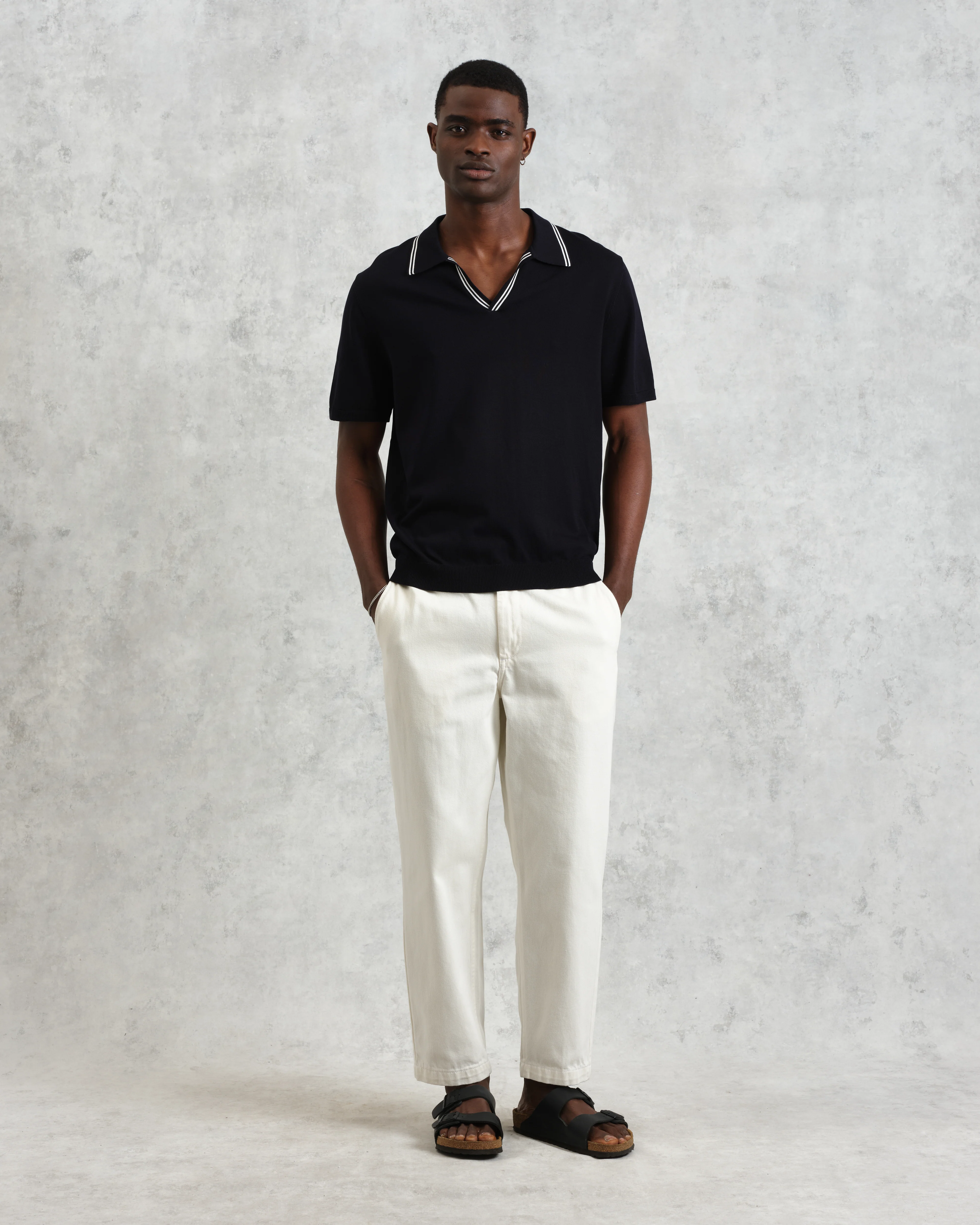 Siena - Navy Fine Gauge Cotton Polo - Image 3