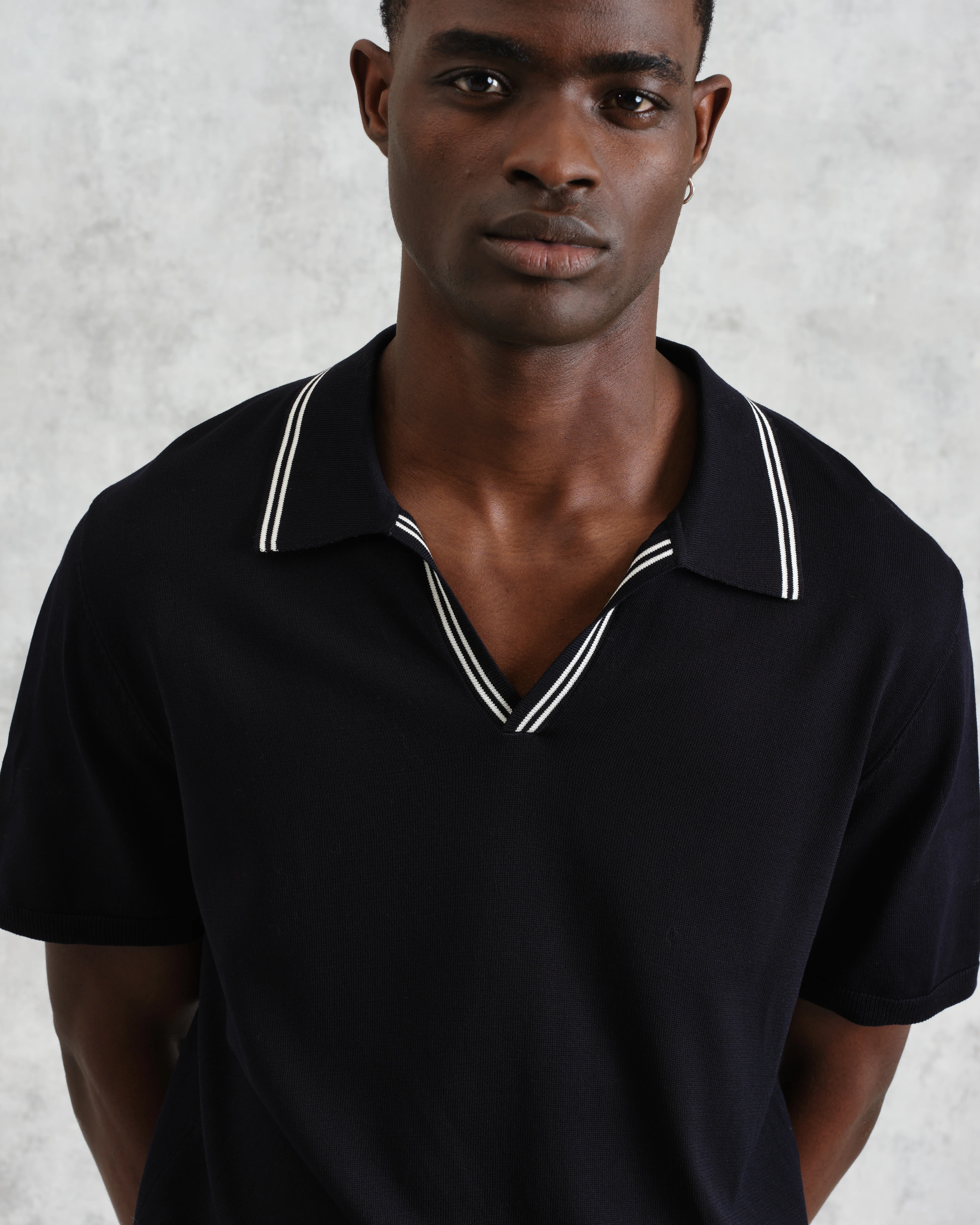 Siena - Navy Fine Gauge Cotton Polo - Image 4