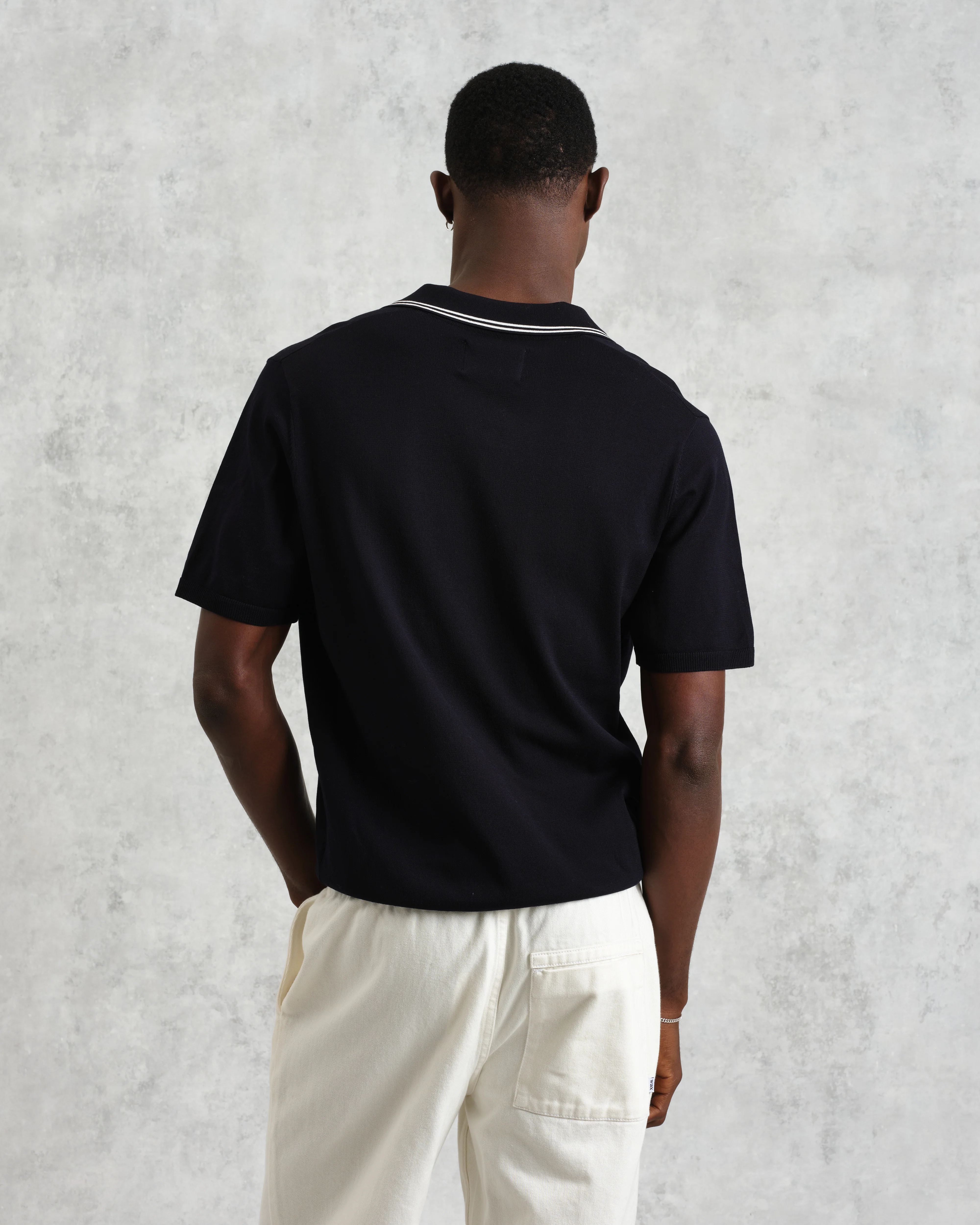 Siena - Navy Fine Gauge Cotton Polo - Image 7
