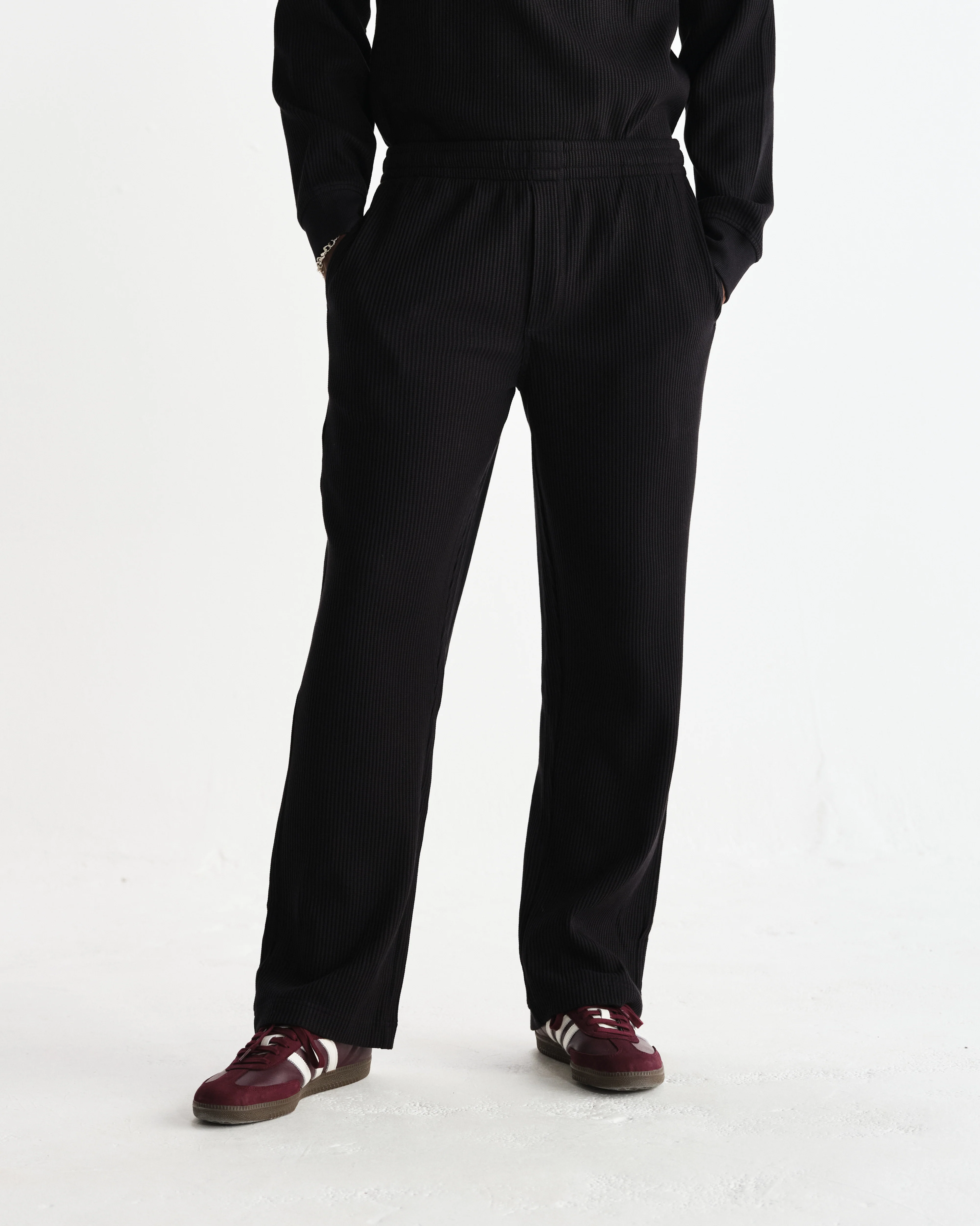 Ska - Black Structured Waffle Joggers - Image 3