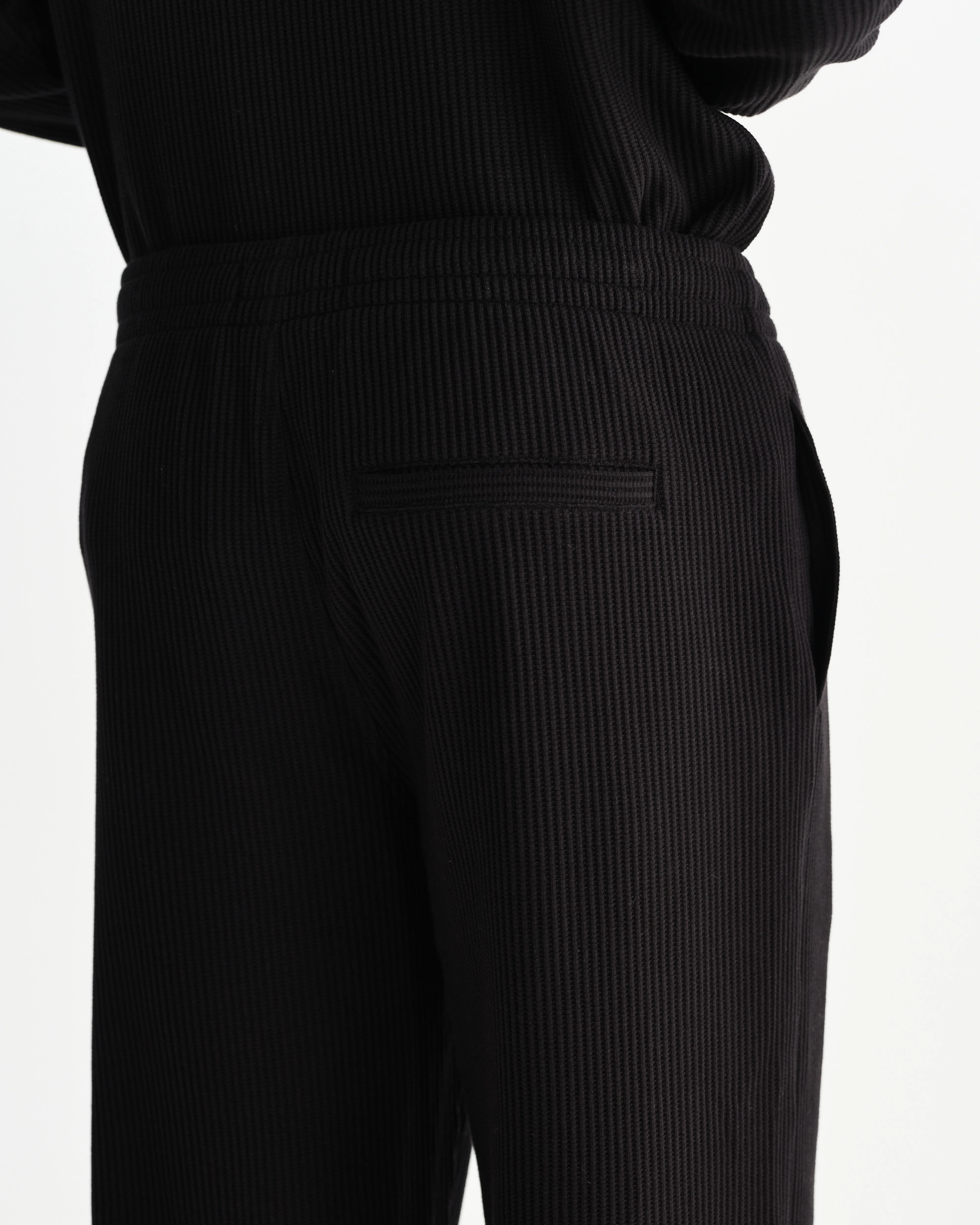 Ska - Black Structured Waffle Joggers - Image 6