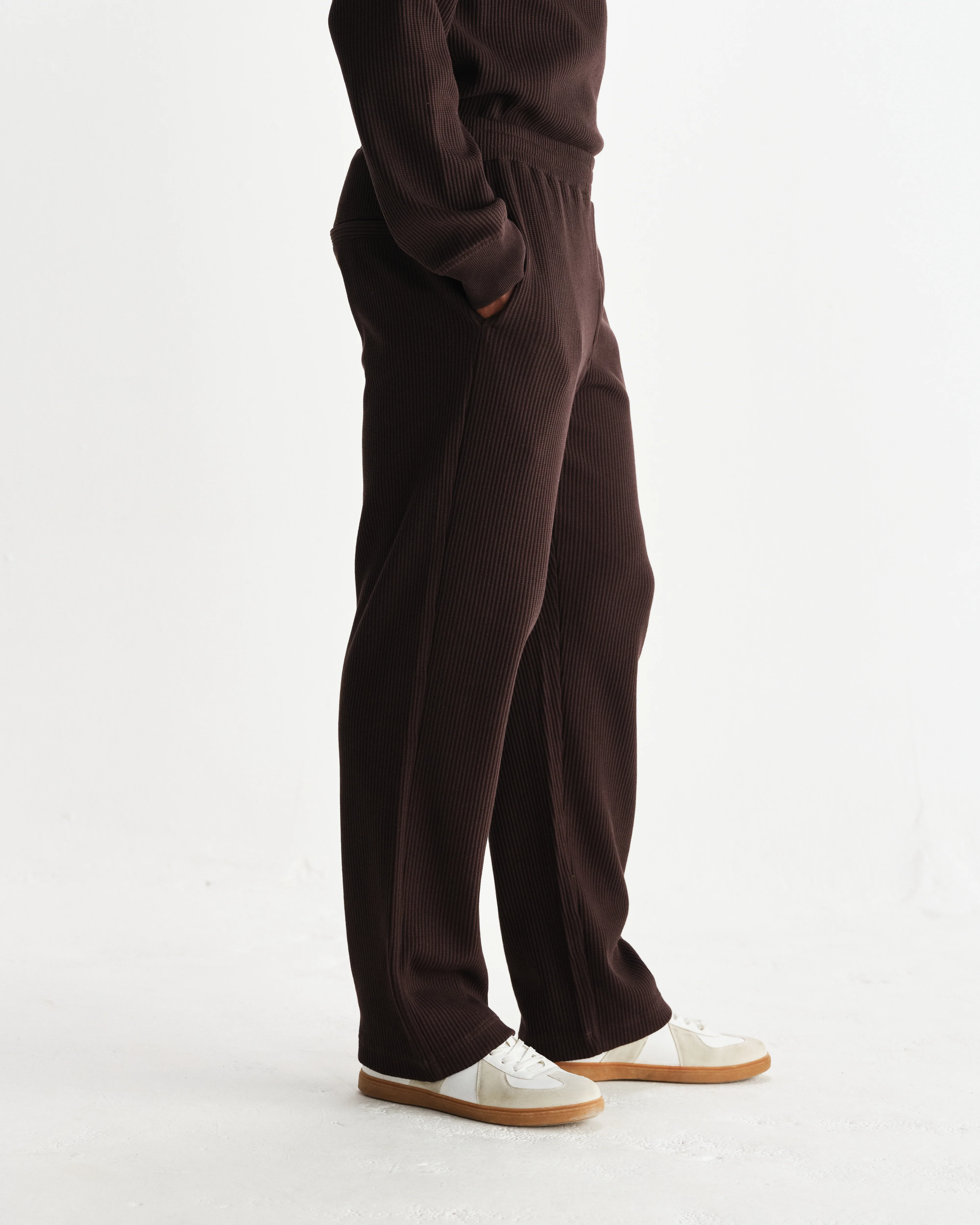 Ska - Dark Brown Structured Waffle Joggers - Image 4