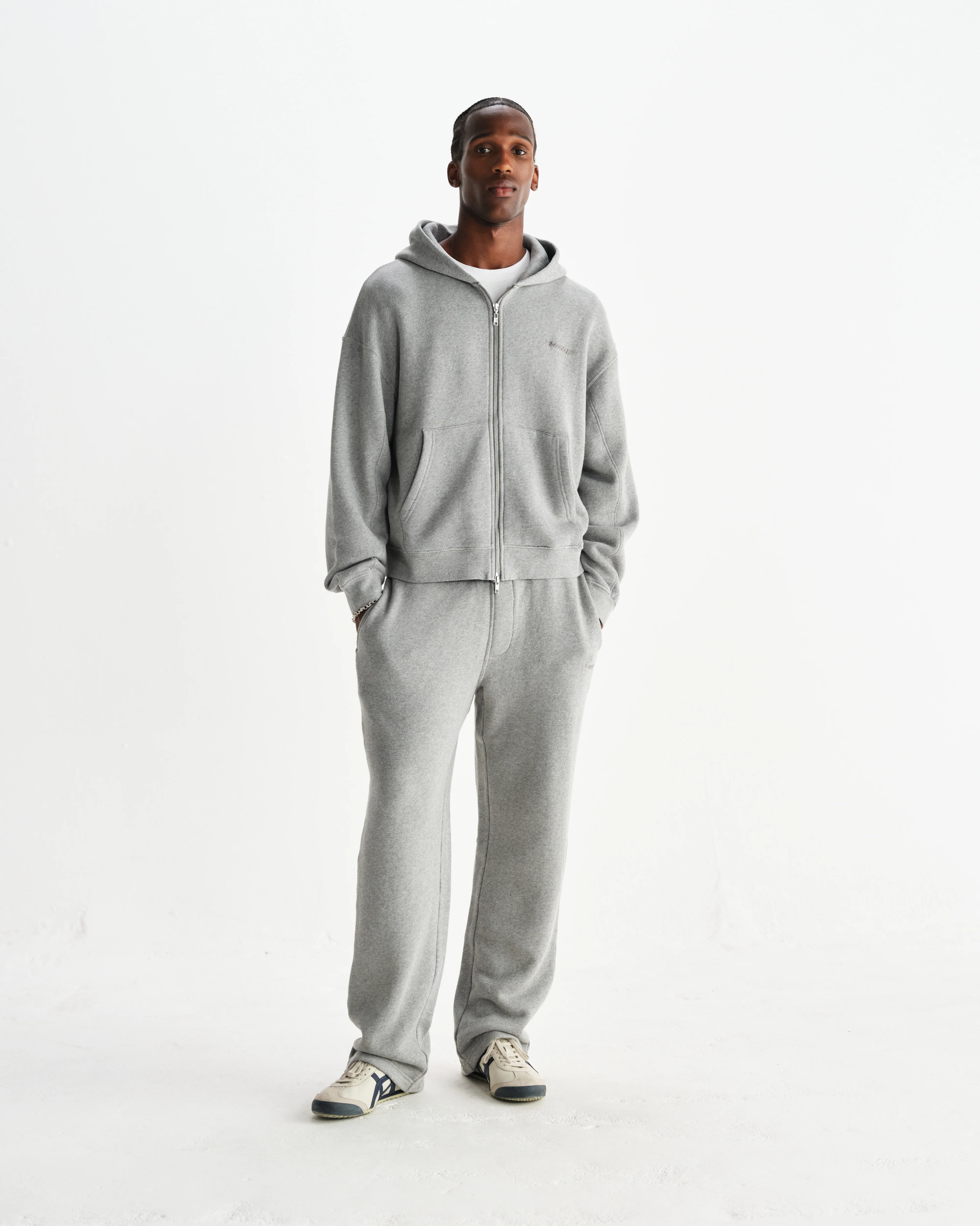 Ska - Grey Embroidered Logo Loopback Cotton Joggers - Image 2