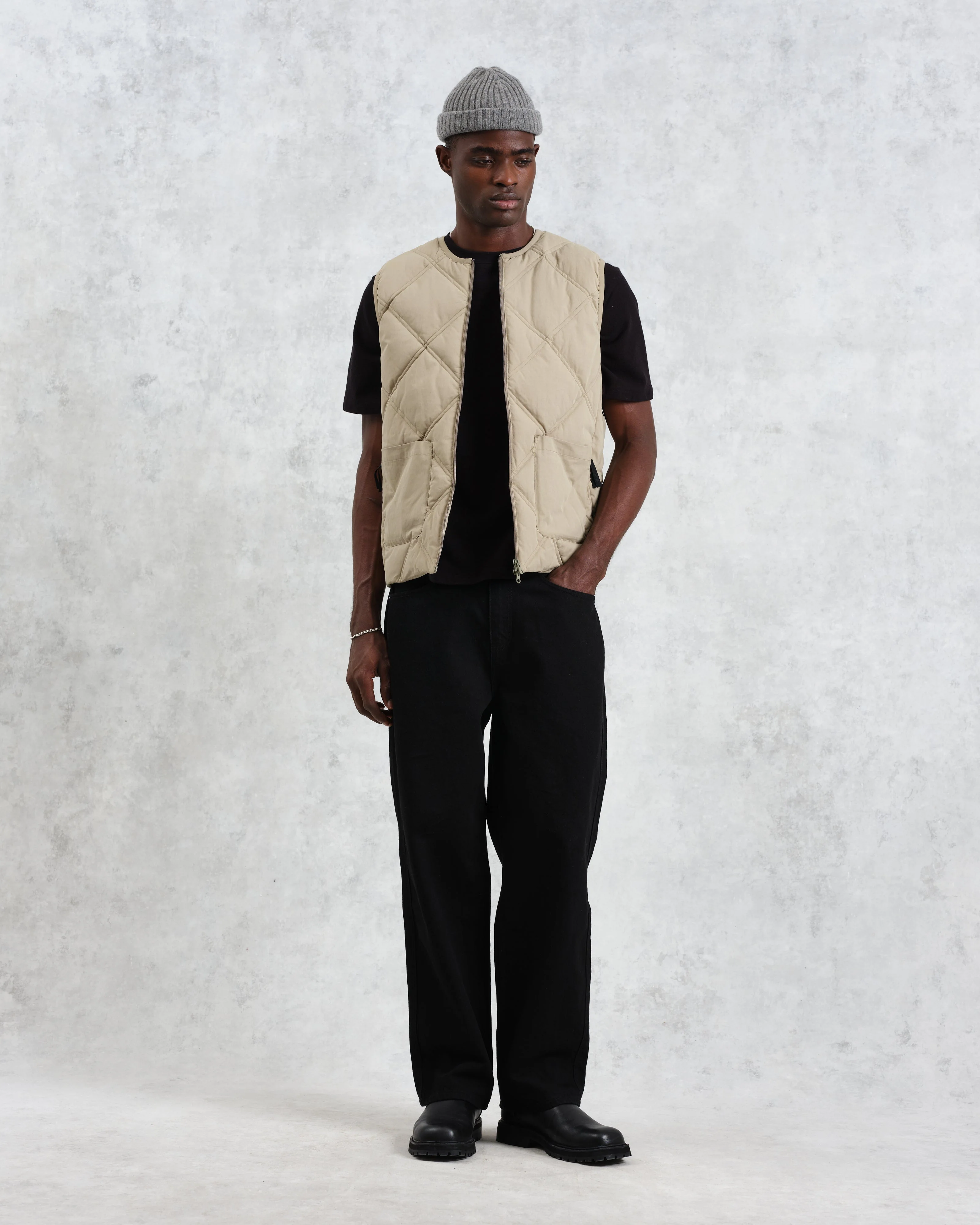 Skye - Khaki Quilted Nylon Gilet - Image 4