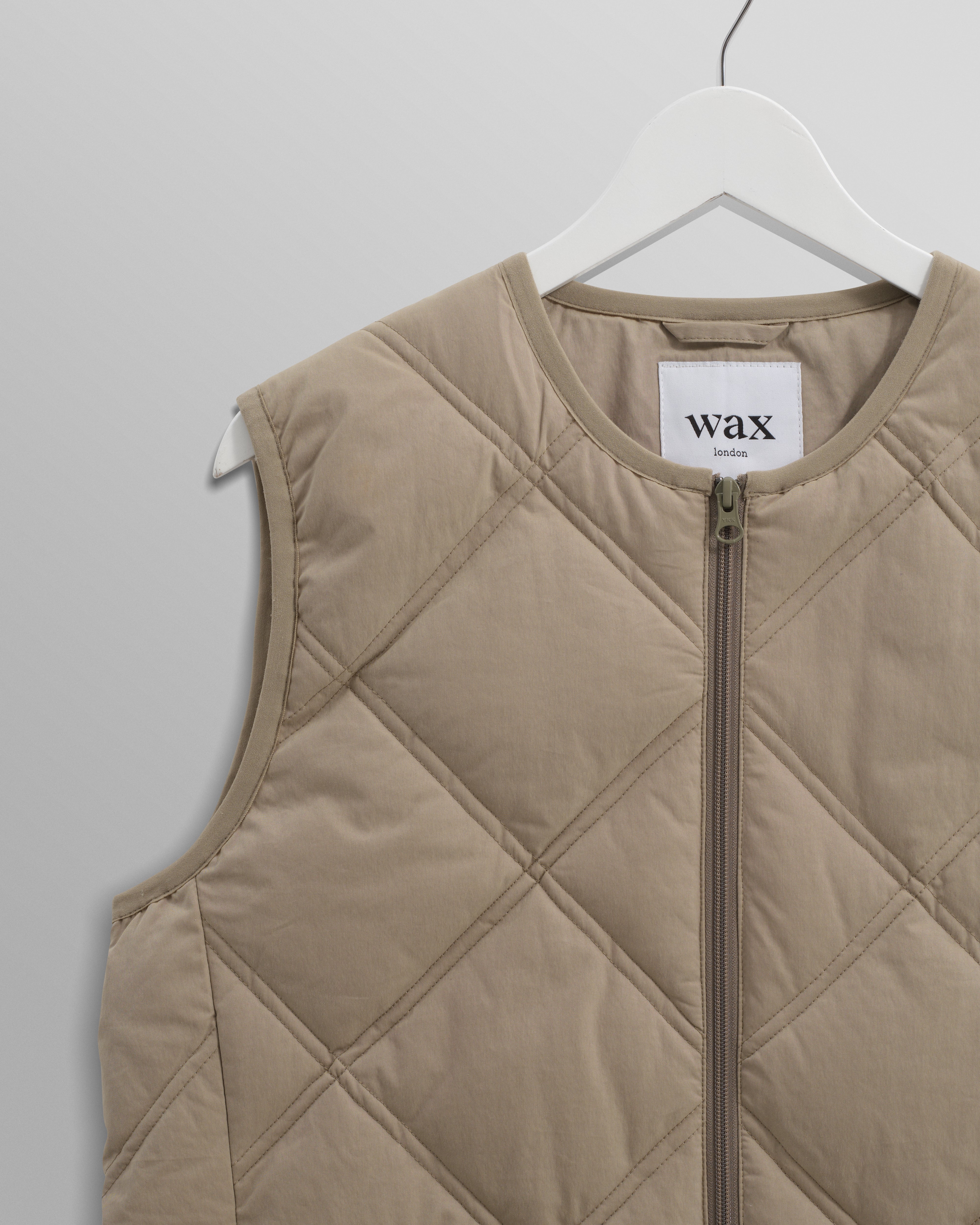 Skye - Khaki Quilted Nylon Gilet - Image 8