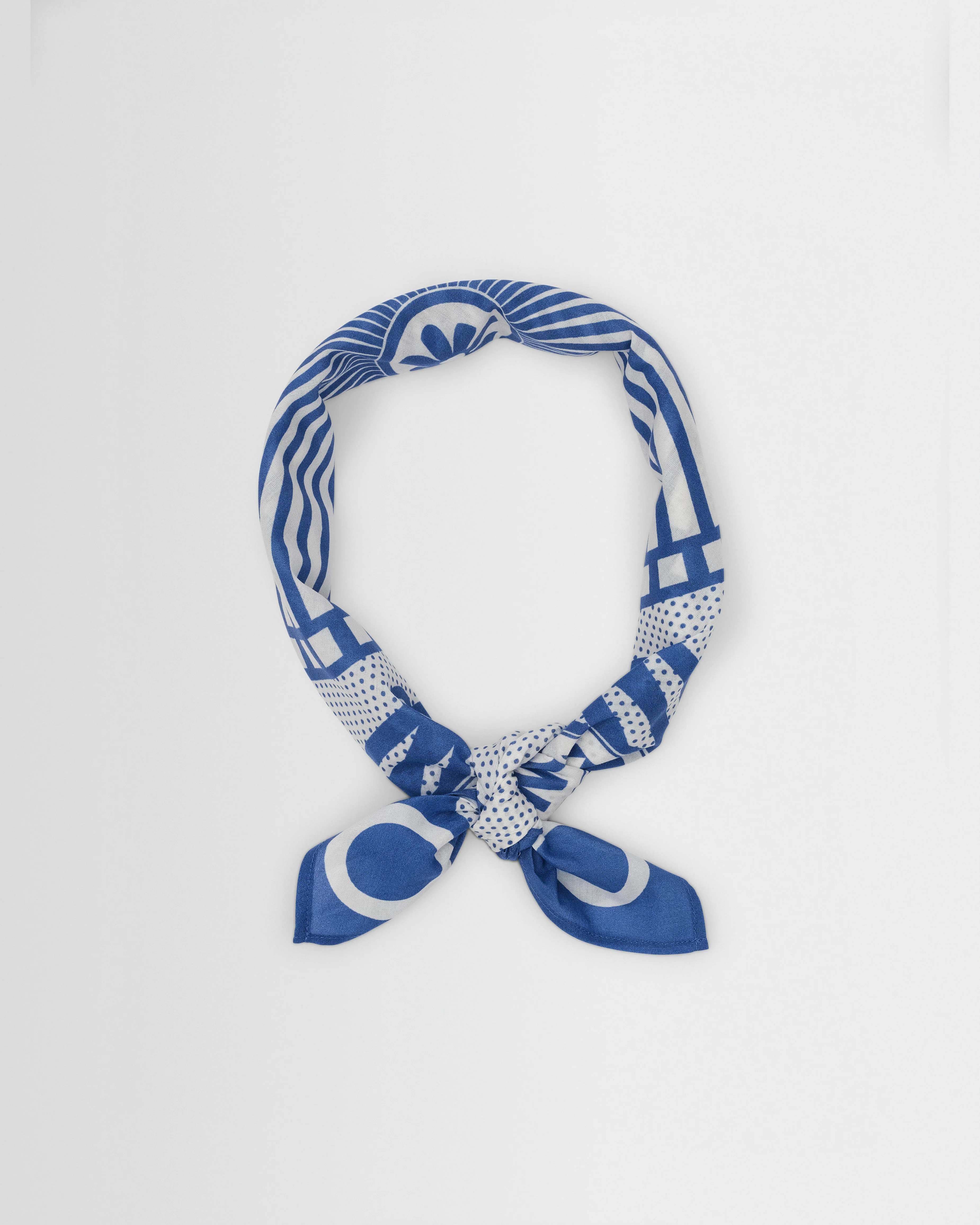 Sloane - Ecru And Blue Wax Bandana Neck Scarf - Image 3