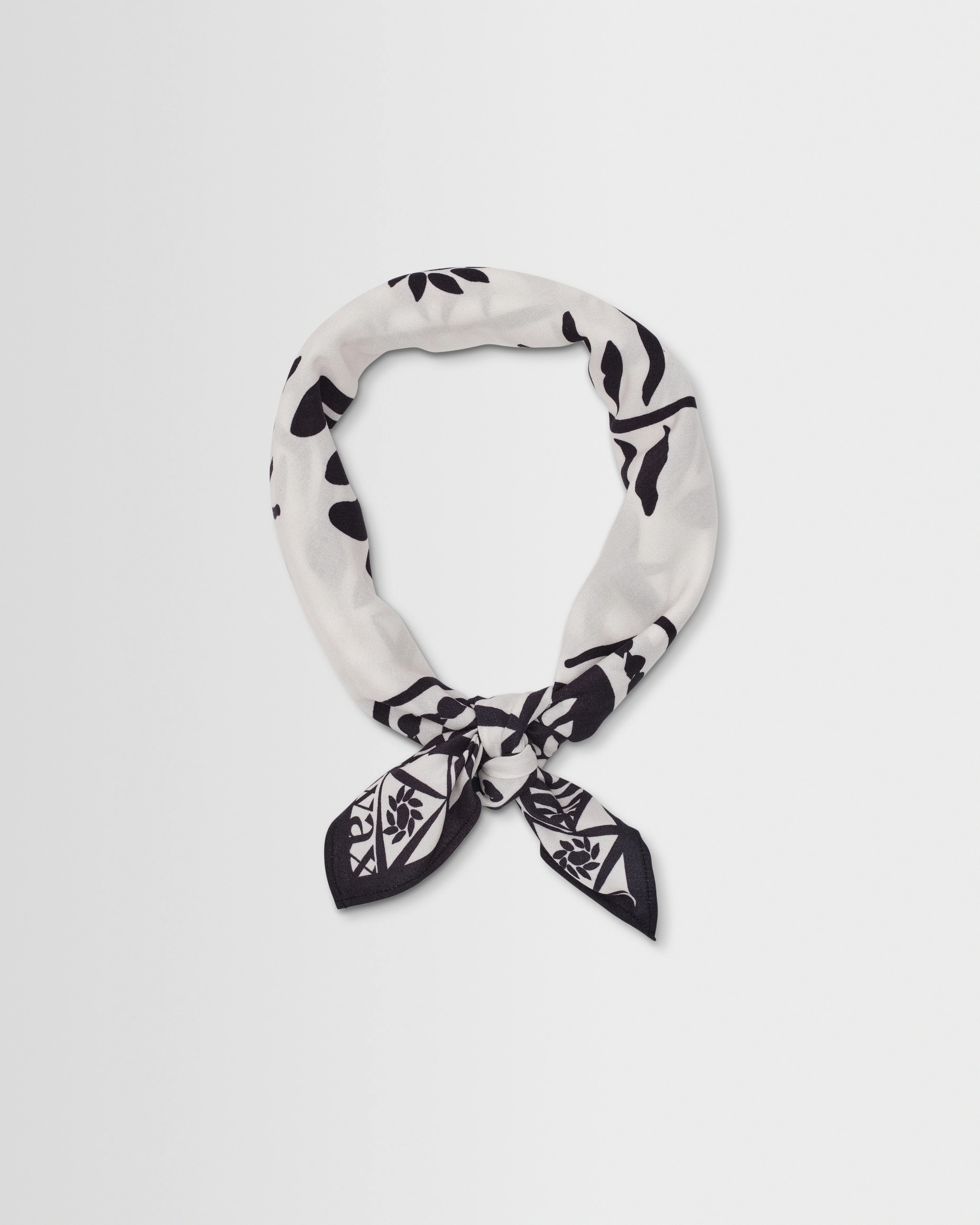 Sloane - Navy And Ecru Painted Flower Neck Scarf - Image 4