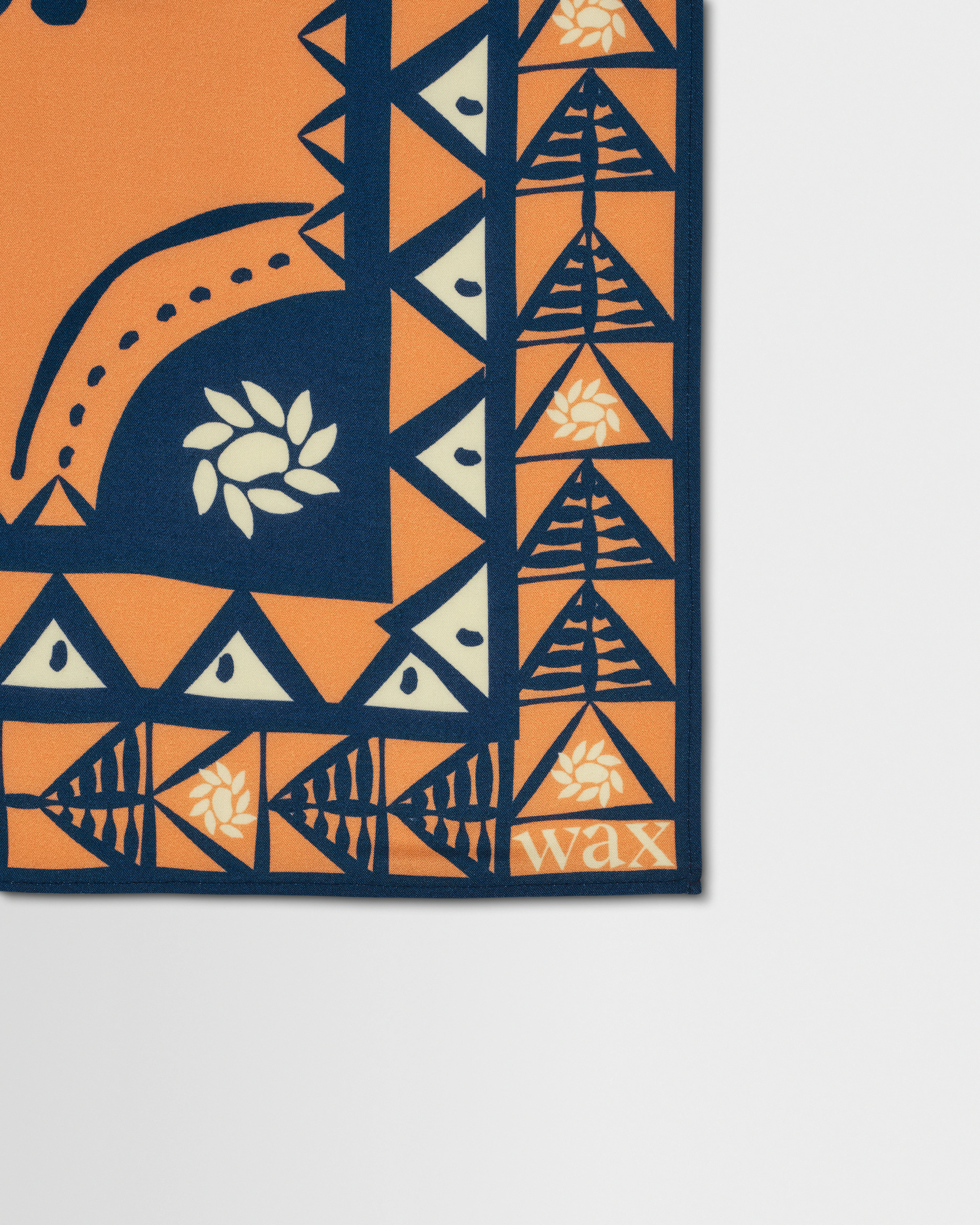Sloane - Orange And Navy Painted Flower Neck Scarf - Image 3
