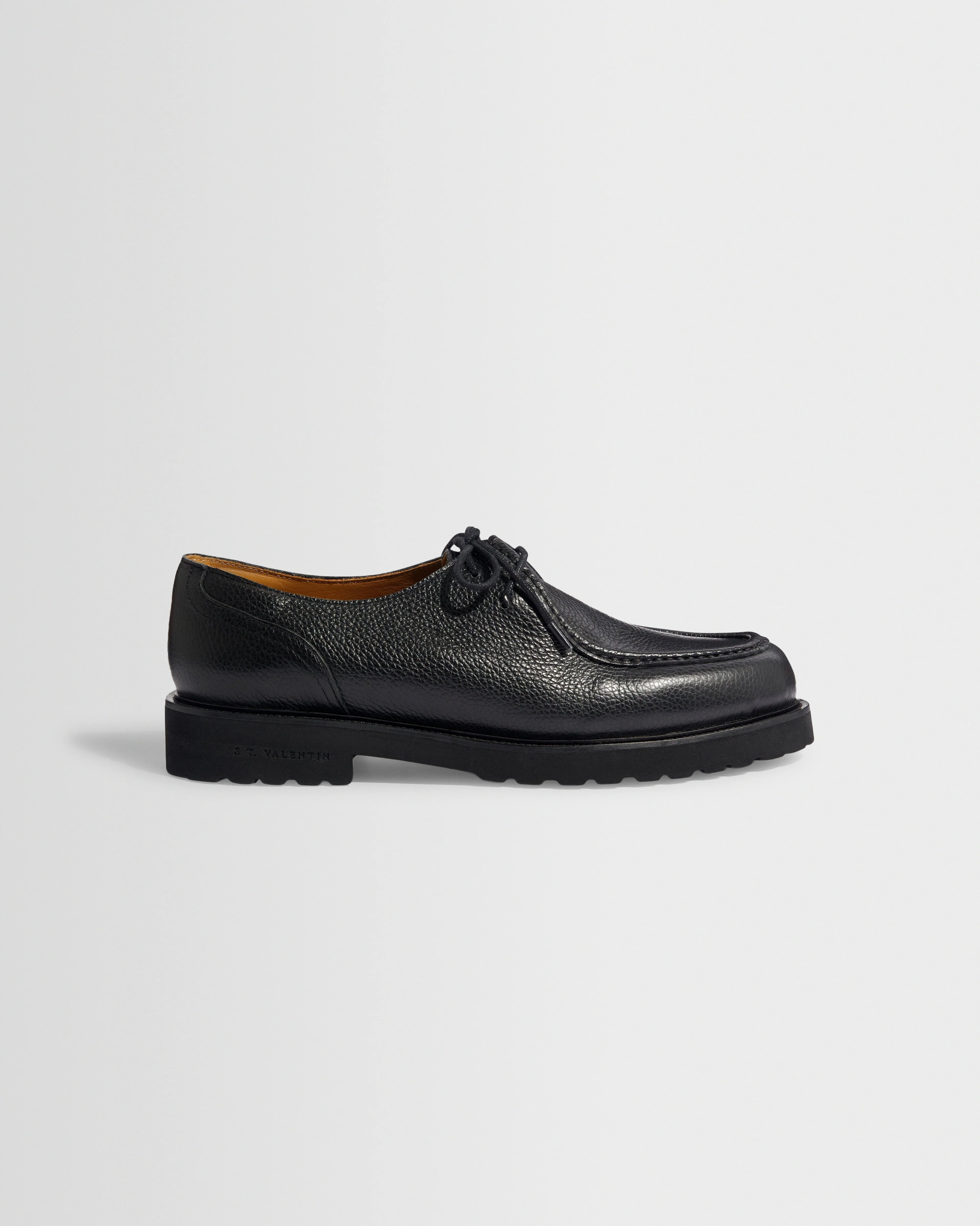 S.T. Valentin - Black Grained Italian Leather Deck Shoes