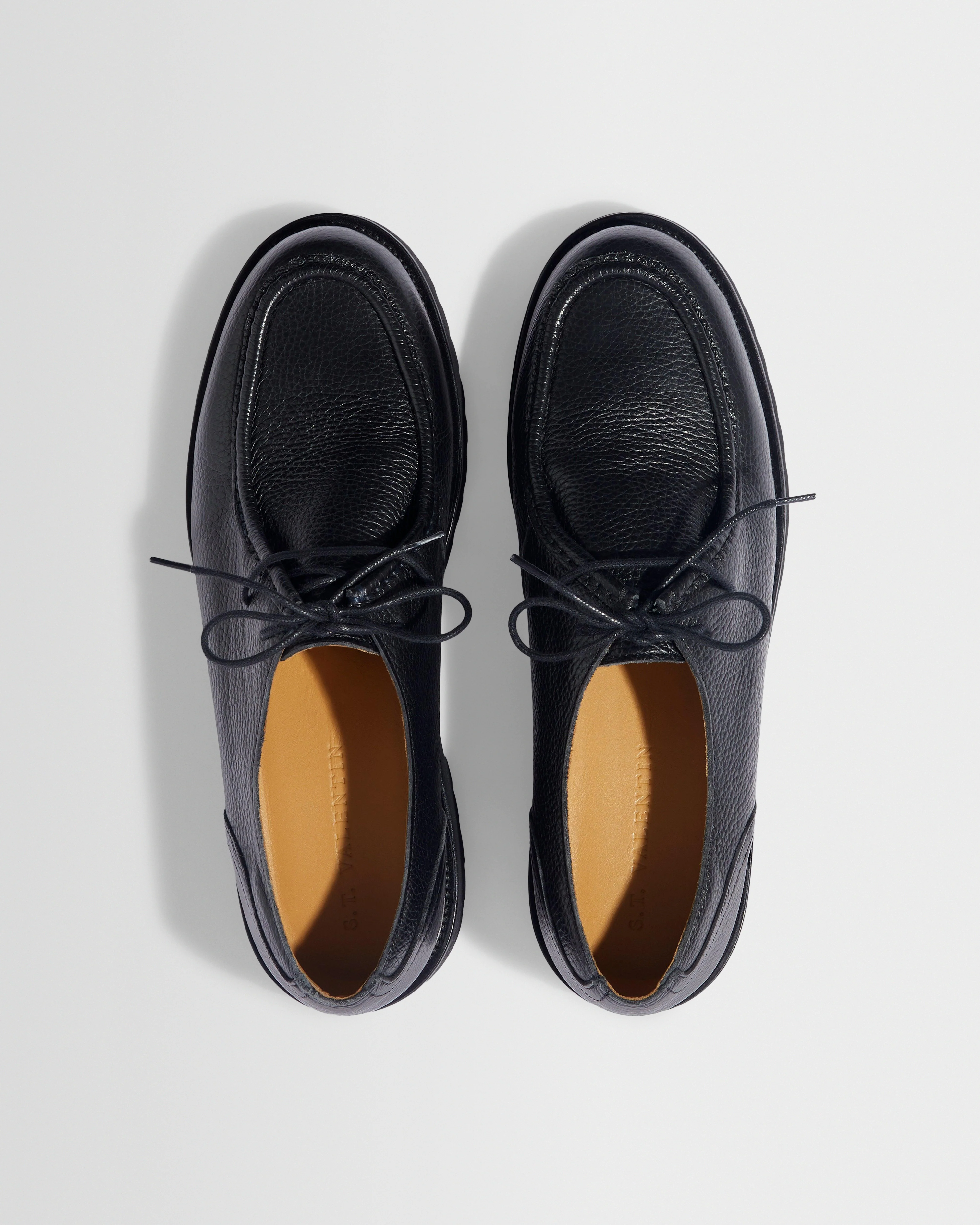 S.T. Valentin - Black Grained Italian Leather Deck Shoes - Image 2